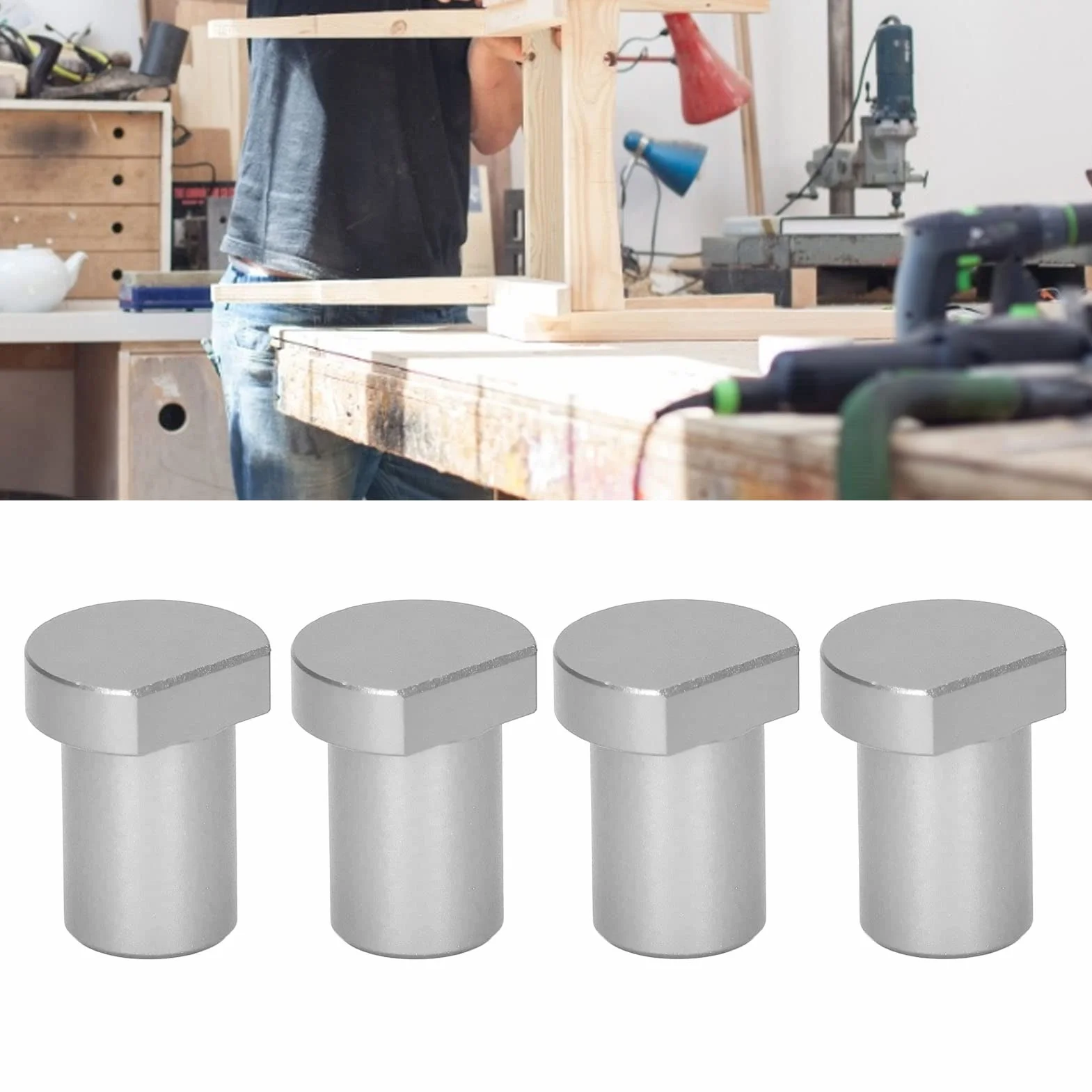 4 szt. Bloki limitu pulpitu do obróbki drewna, blok kart limitu stołu warsztatowego Blokada limitu do obróbki drewna o średnicy 20 mm Srebrny kolor