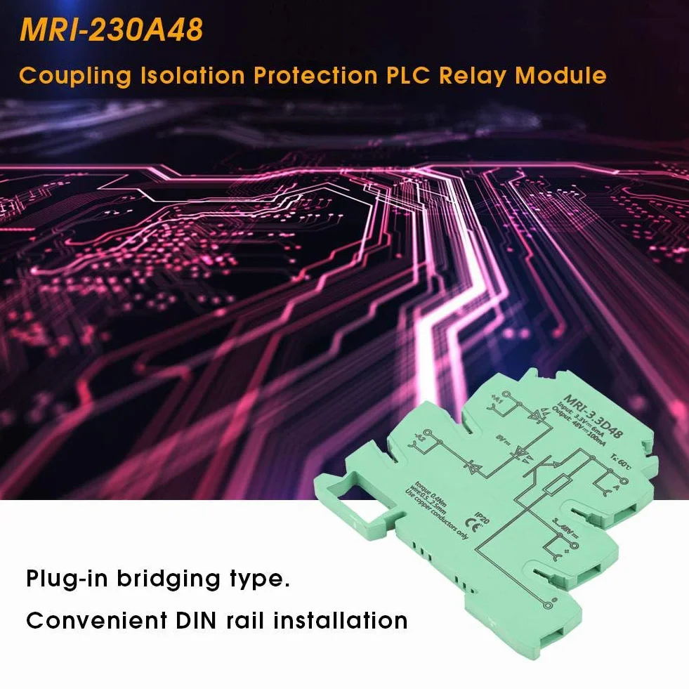 SPS-Relais zur Isolierung des Optokopplers, MRI-3.3D48 DC Photoelektrischer Koppler zur Isolierung des SPS-Relaismoduls Eingang 3.3VDC Ausgang 3-48VDC