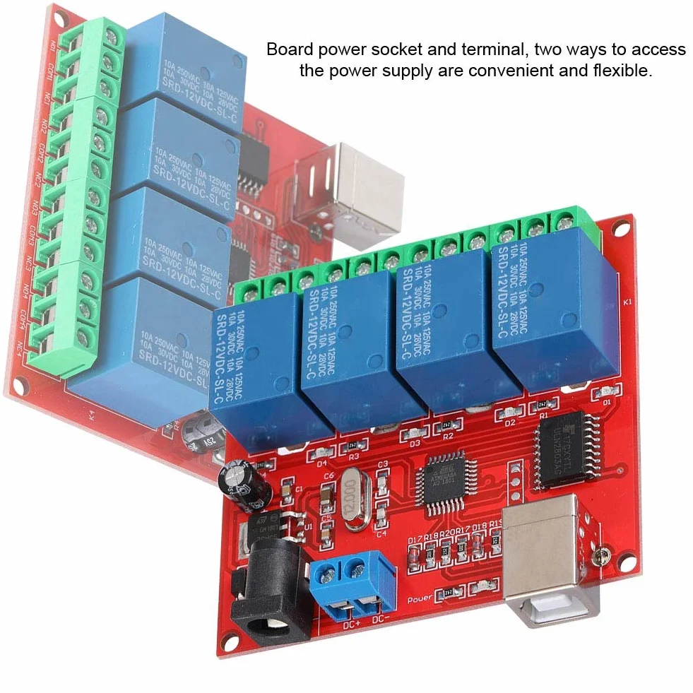 Moduł Przekaźnika 12 V, 4-Kanałowy DC Komputer USB Inteligentny Przełącznik Kontrolera, Duża Moc PC Płytka Rozszerzająca USB