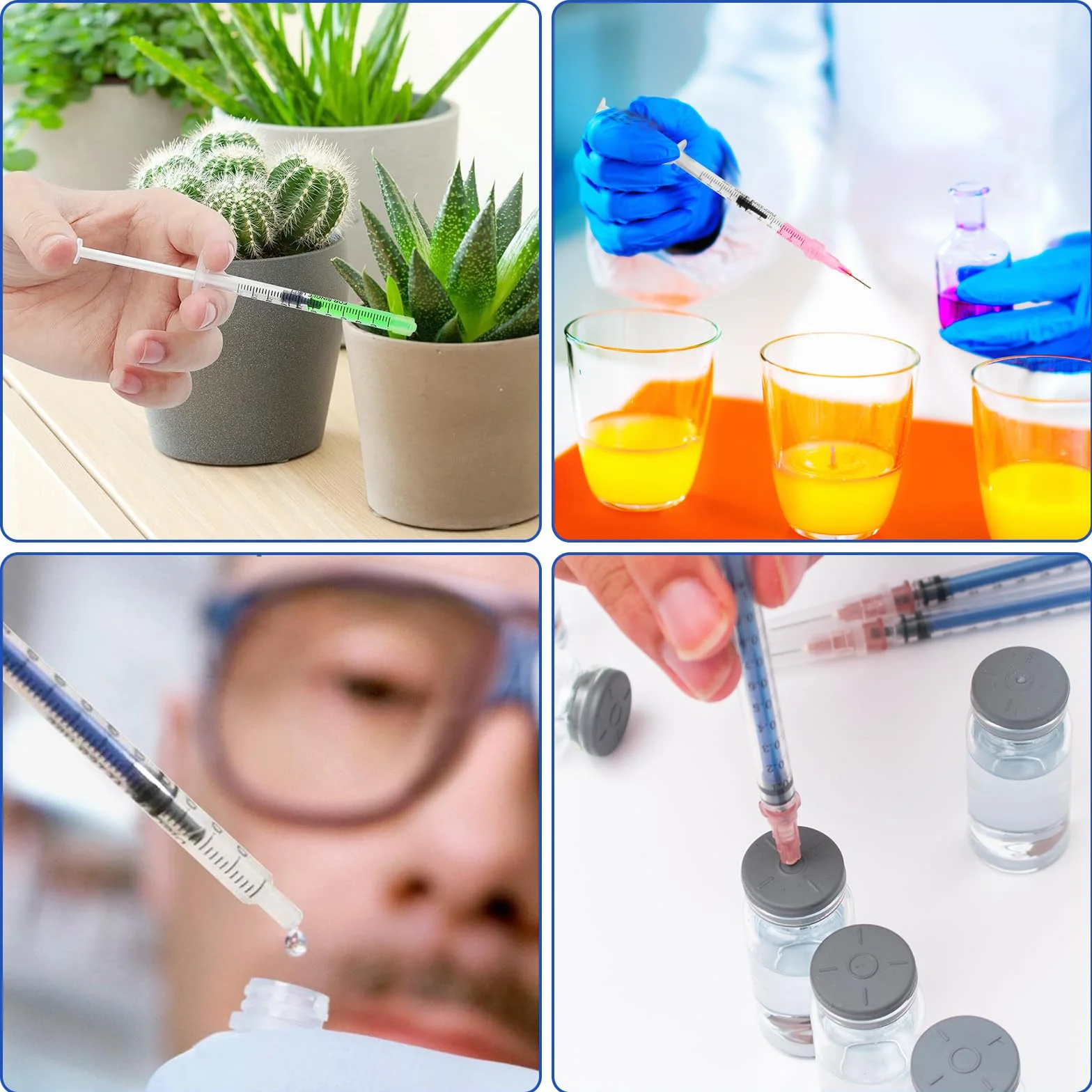 TRUEIN Strzykawki z tępymi igłami, 24 sztuki, 1 ml, 3 ml, 5 ml, 10 ml, 20 ml, z tępymi igłami, 14 Ga 15 Ga 16 Ga 18Ga 20Ga tępe igły i nasadki, strzykawka z tworzywa sztucznego