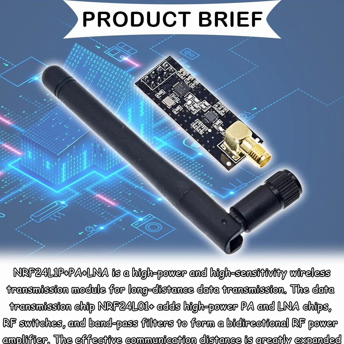 Moduł bezprzewodowy NRF24L01+PA+LNA 2,4 GHz 1100 m bezprzewodowy moduł nadawczo-odbiorczy RF z anteną SMA 3,3 V moduł bezprzewodowy adapter do Arduino