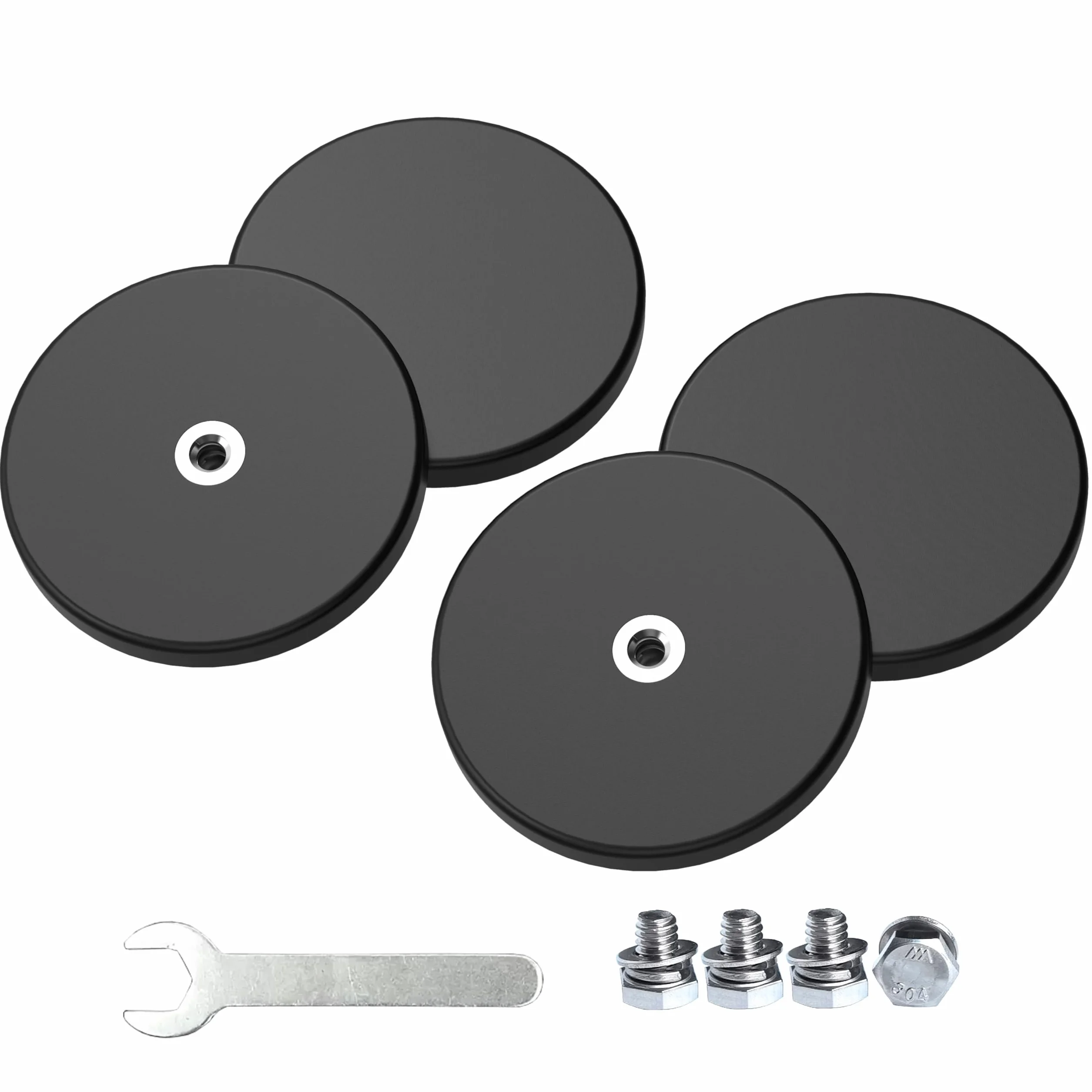 Magnetpro 4 sztuki silnych gumowanych magnesów, antypoślizgowe, odporne na zarysowania i korozję, ponad 15 kg mocy kleju, z otworem gwintowanym 1/4"-20 i śrubą ze stali nierdzewnej do PTZ, kamery