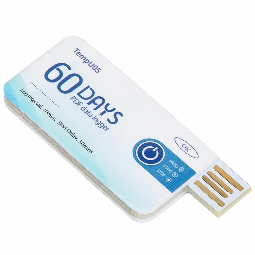 Rejestrator Temperatury USB, Jednorazowy, 10000 Pomiarów, Zakres -30°C do +60°C, Format PDF (TempU05)