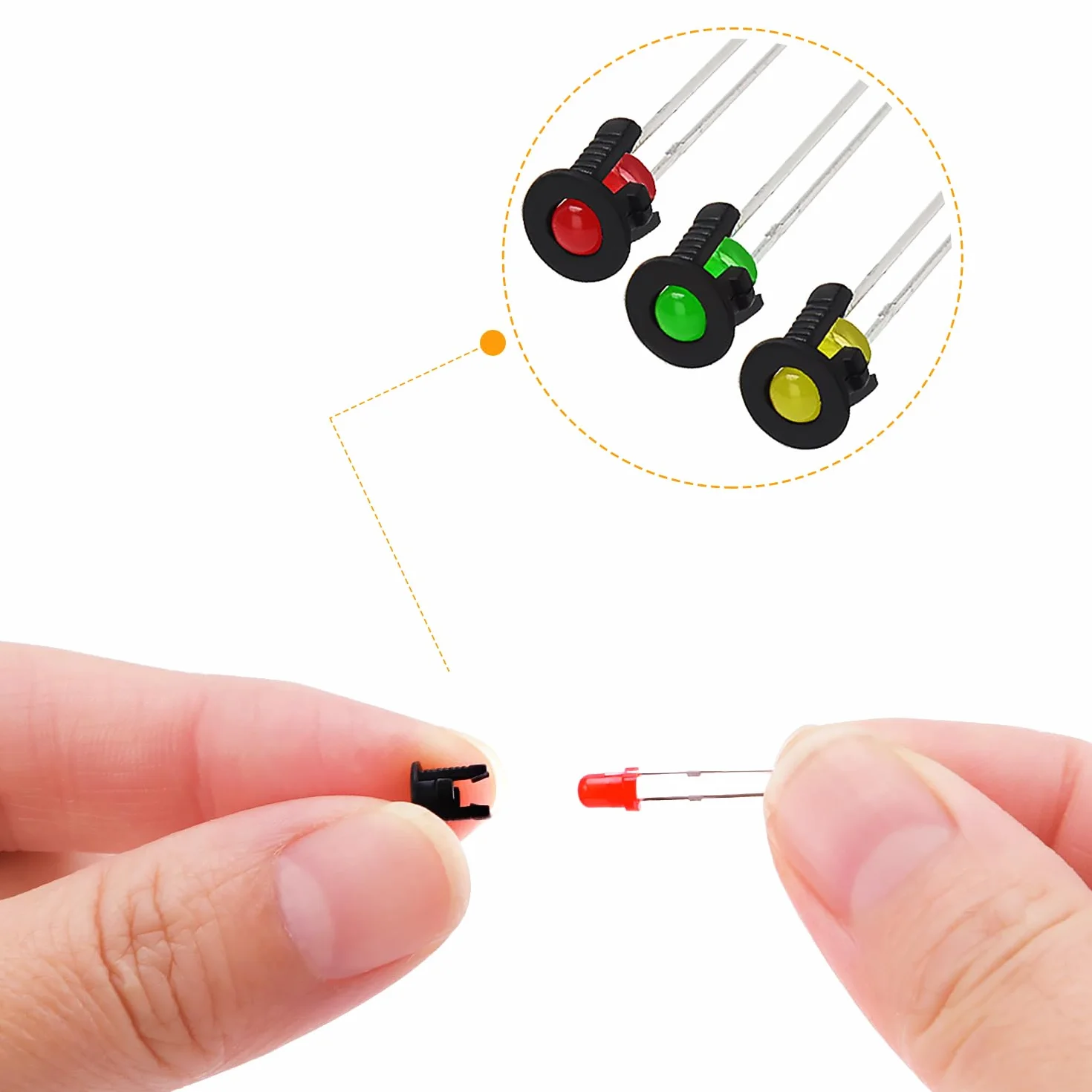 450 Sztuk 3mm Diod LED z Rezystorem & Plastikowym Uchwytem Diody, 2-Pinowe Diody Elektroluminescencyjne z Rozproszonym Kolorowym Len, Okrągła Diody LED, Biały/Zielony/Czerwony/Niebieski/Żółty