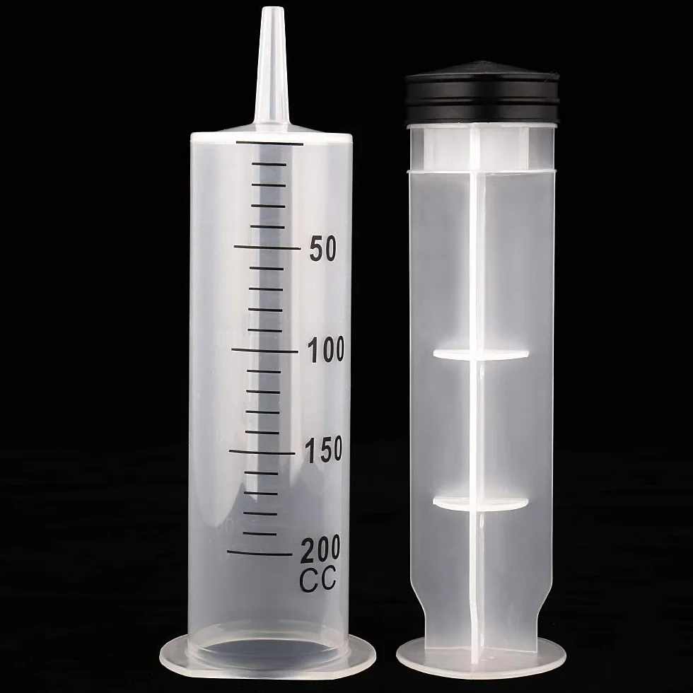Plastikowa strzykawka 200 ml z konwerterem do zastosowań przemysłowych