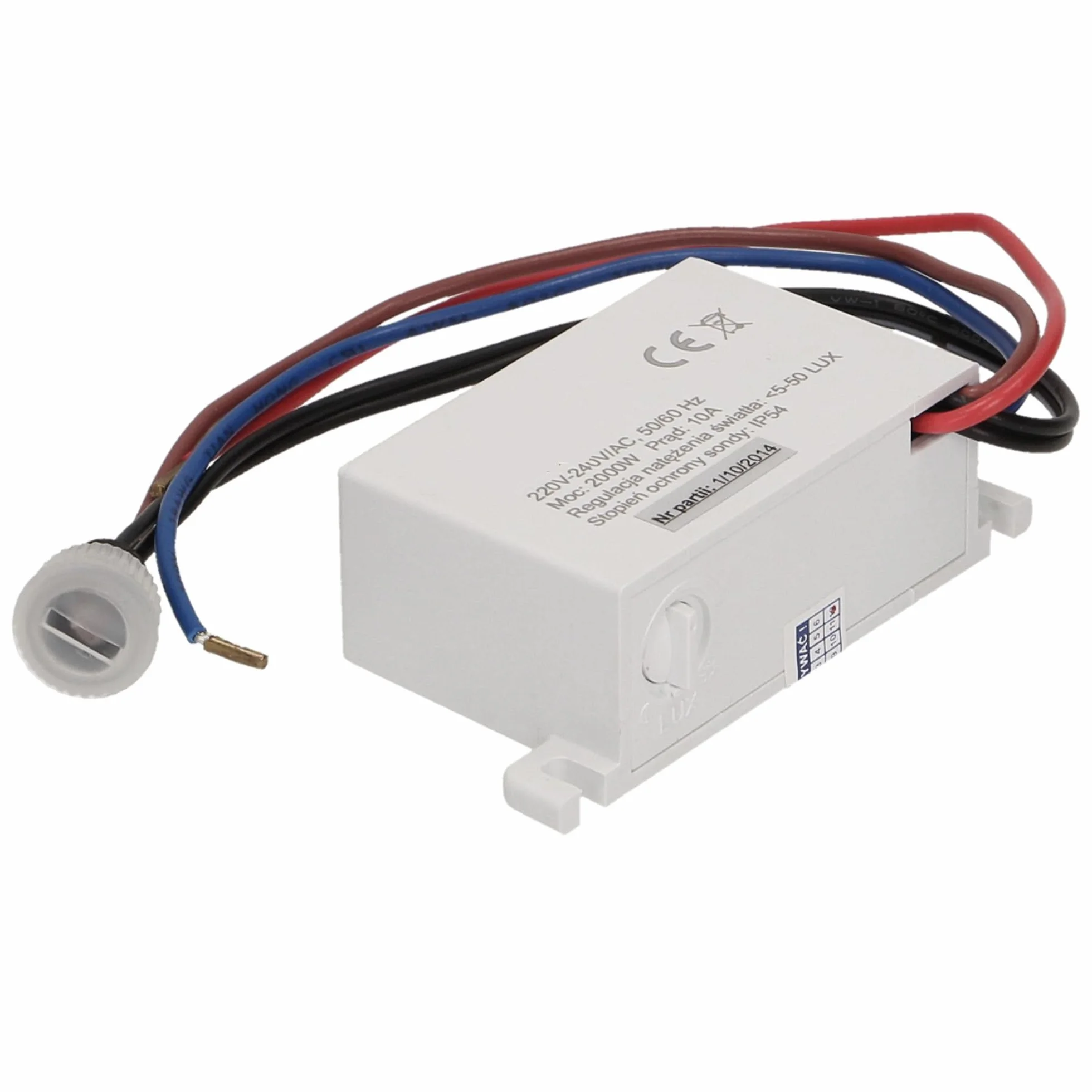 Czujnik Zmierzchowy zz zewnętrzną sondą IP54 mini, 2000W