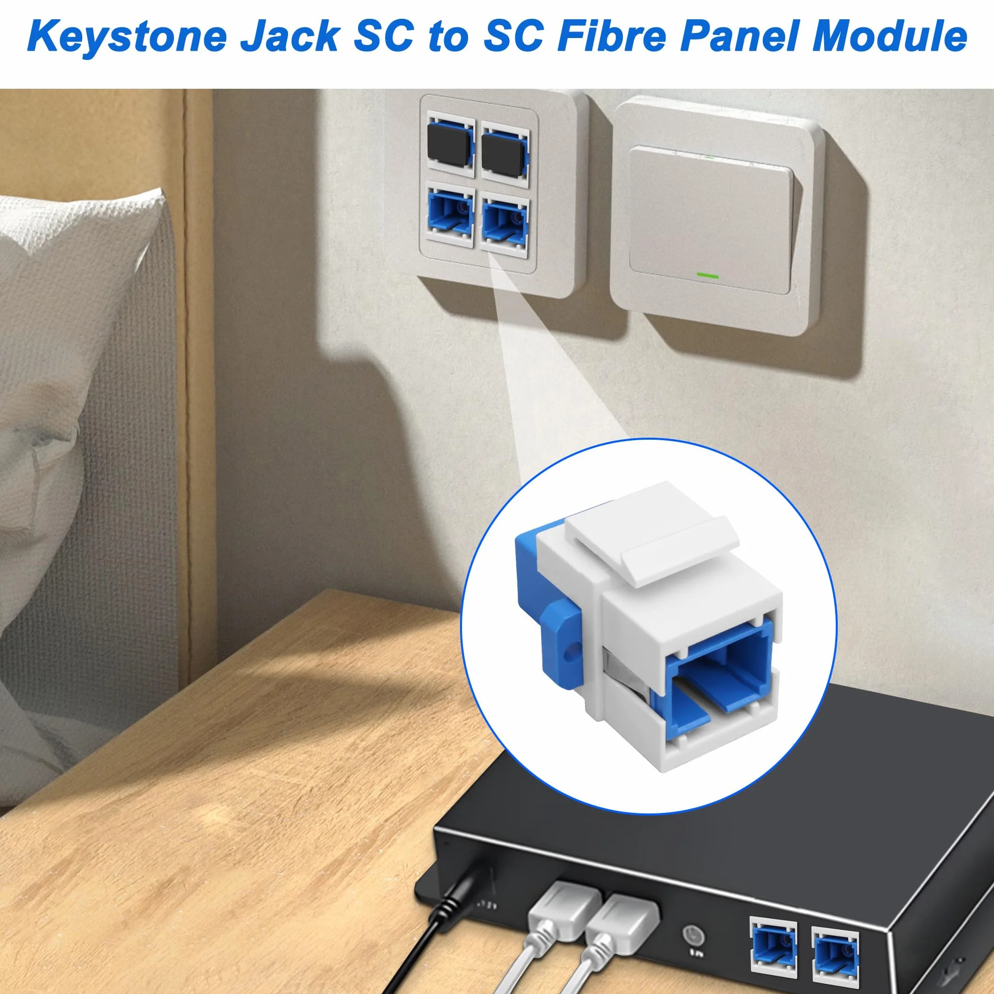 SC łącznik z włókna szklanego Keystone Jack Gniazdo Simplex Singlemode Fibre Connector Adapter do płyt ściennych Patch Panel