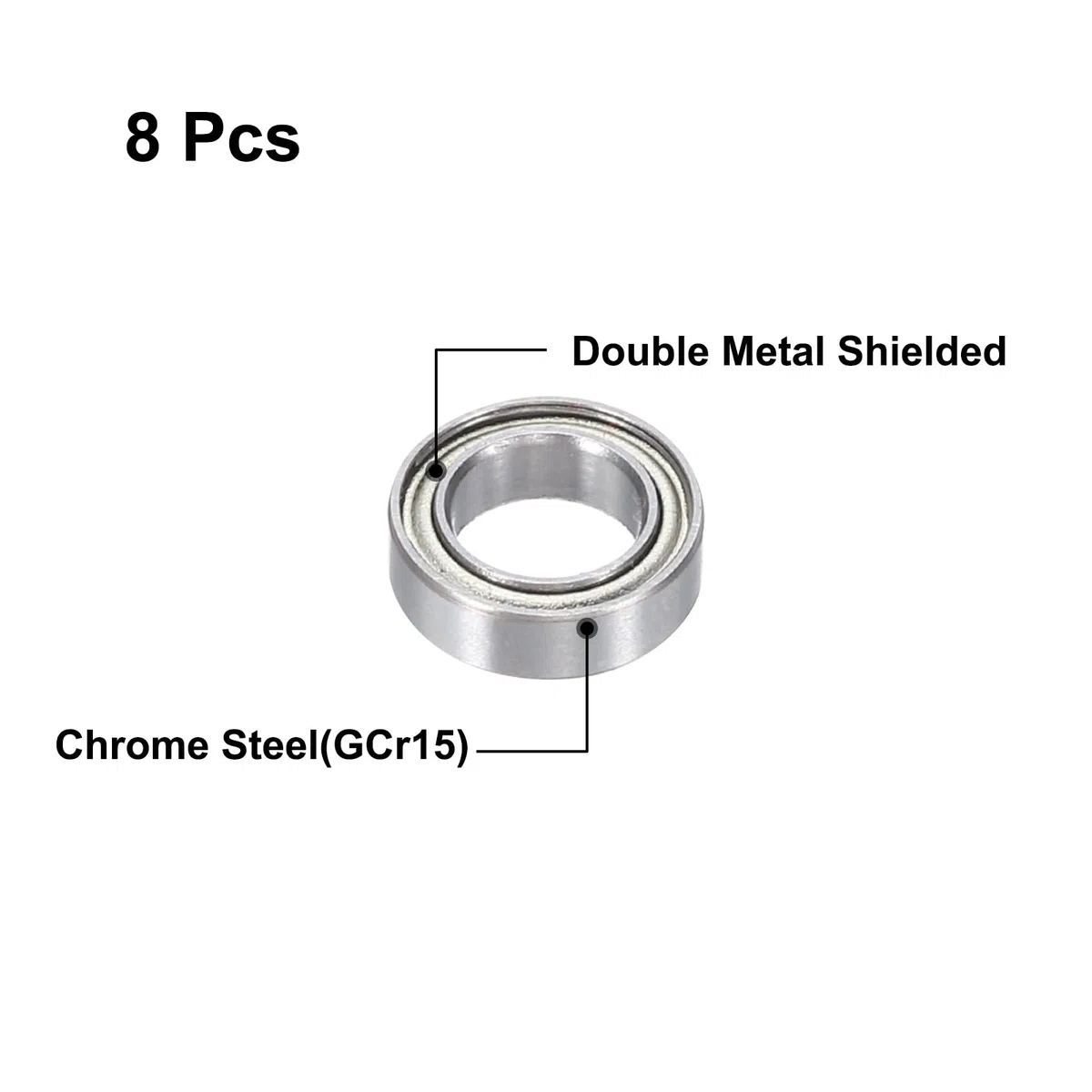 QUARKZMAN 8 szt. Łożyska kulkowe głęboko gardło Mr106Zz Z2 6 x 10 x 3 mm stal chromowana o wysokiej zawartości węgla podwójnie ekranowana metalowa łożyska precyzyjne, P0 (ABEC1)
