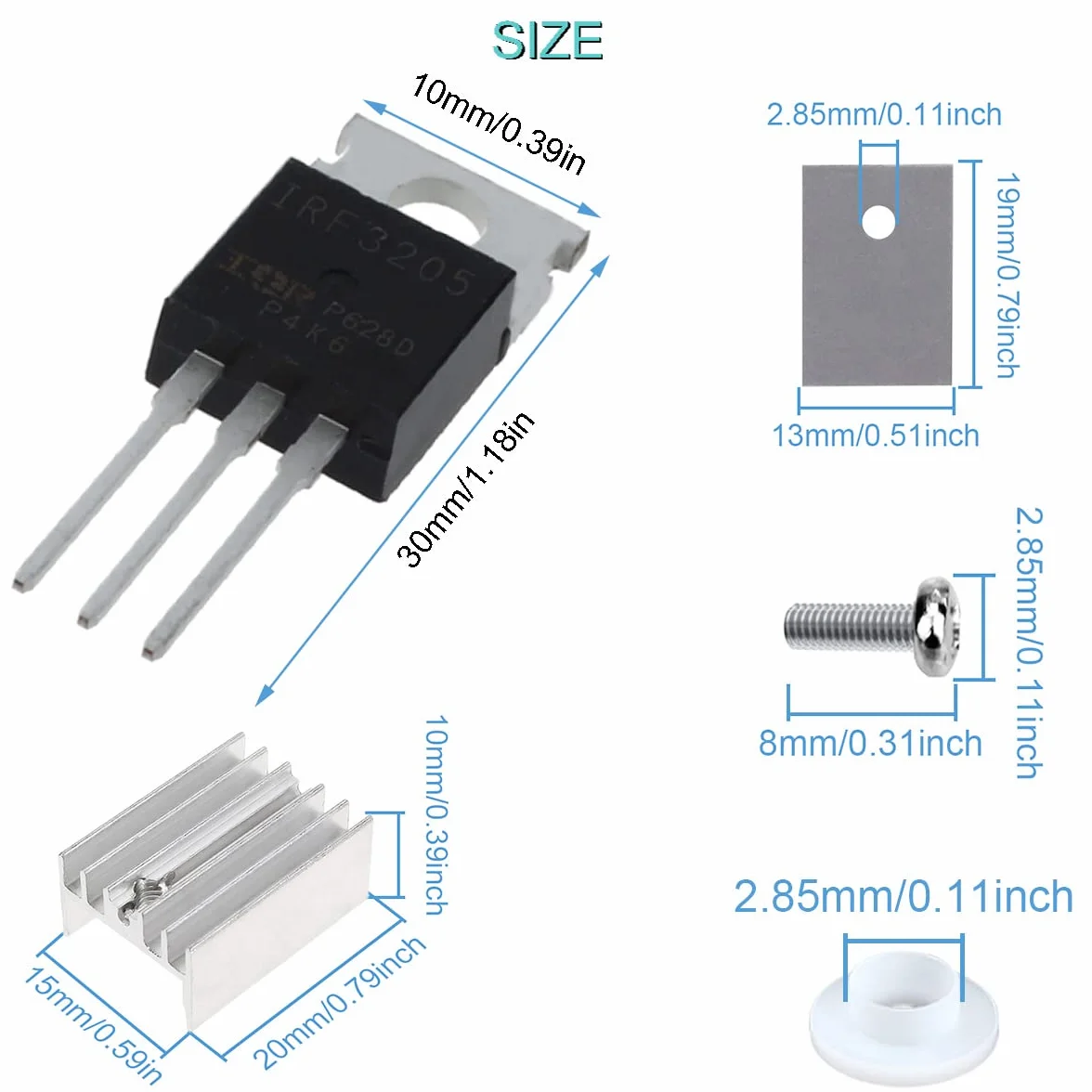 IRF3205 tranzystor MOSFET N-kanał 110A 55V TO-220AB z radiatorem