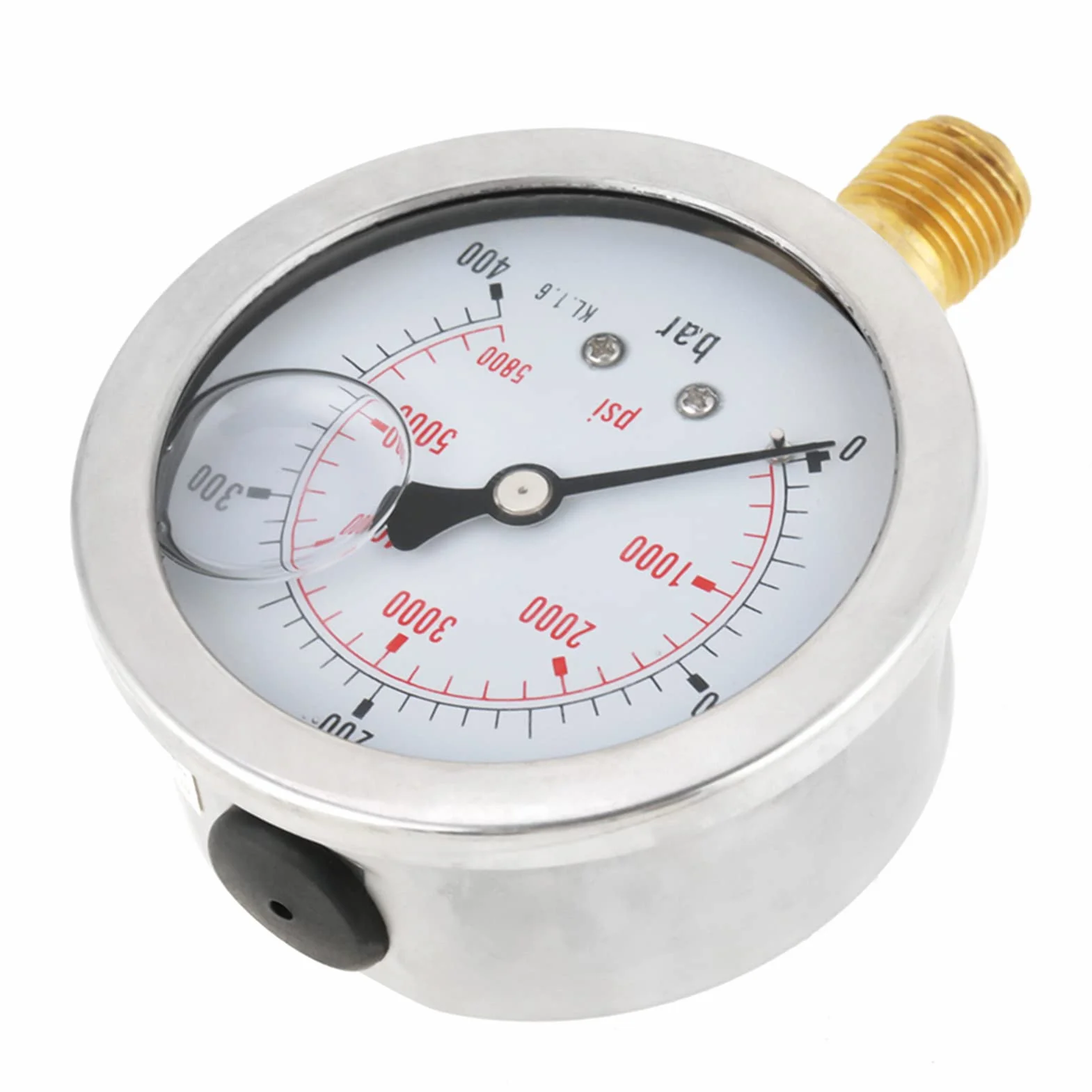 Manometr hydrauliczny Xinrub 63 mm Ciśnienie wody napełnionej gliceryną 1/4 NPT podwójna skala 0-400 BAR / 0-5800