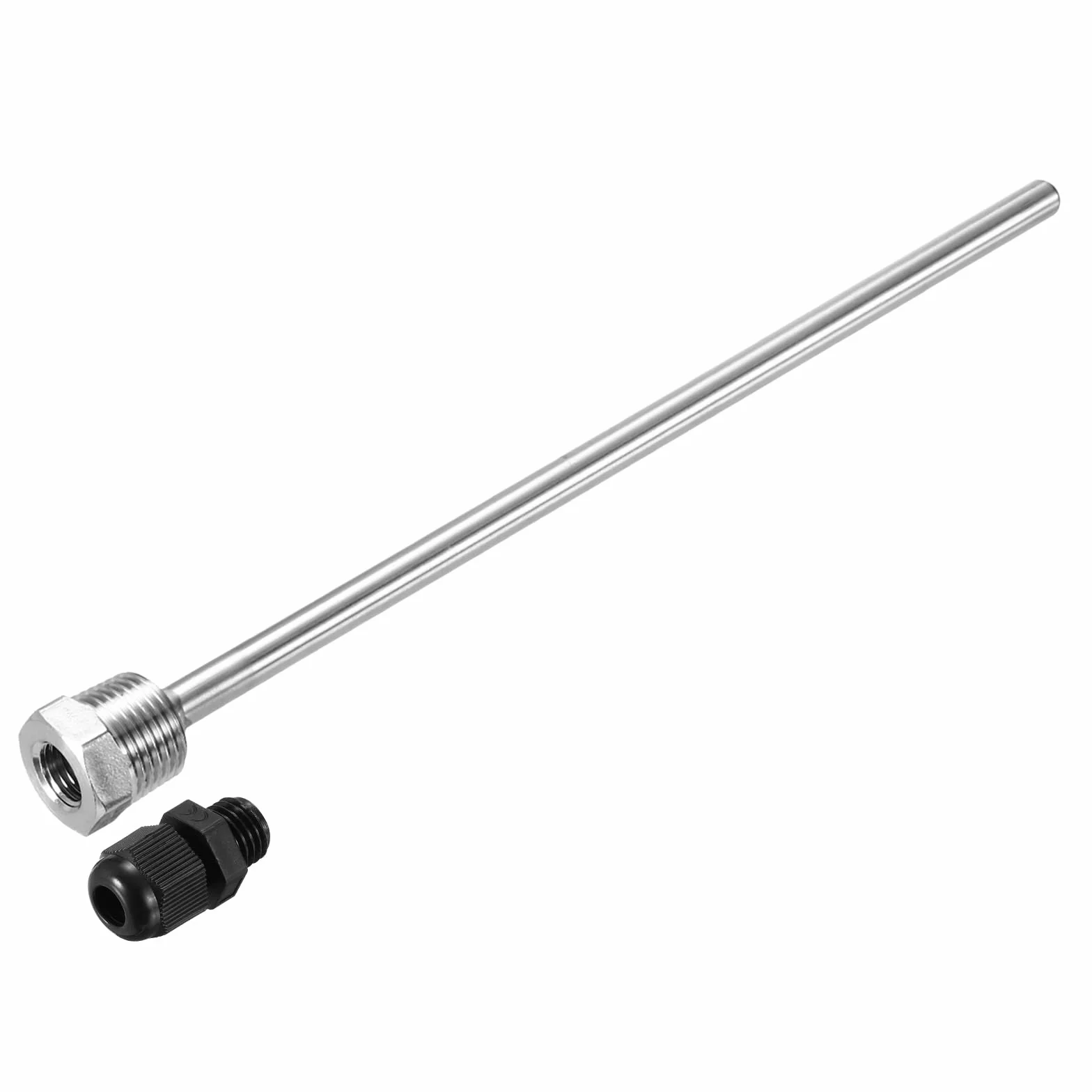 QUARKZMAN G1/2 Średnica 8 mm G1/2 Spawany Termometr ze stali nierdzewnej 304 z dławikiem kablowym o długości 250 mm do fermentora piwa, czarny