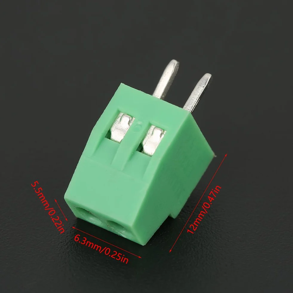 50 Sztuk 2Pin Złącze śrubowe do PCB Zielone Złącze Listwy Zaciskowej Zestaw Asortymentowy 2.54mm/0.1 Cala)
