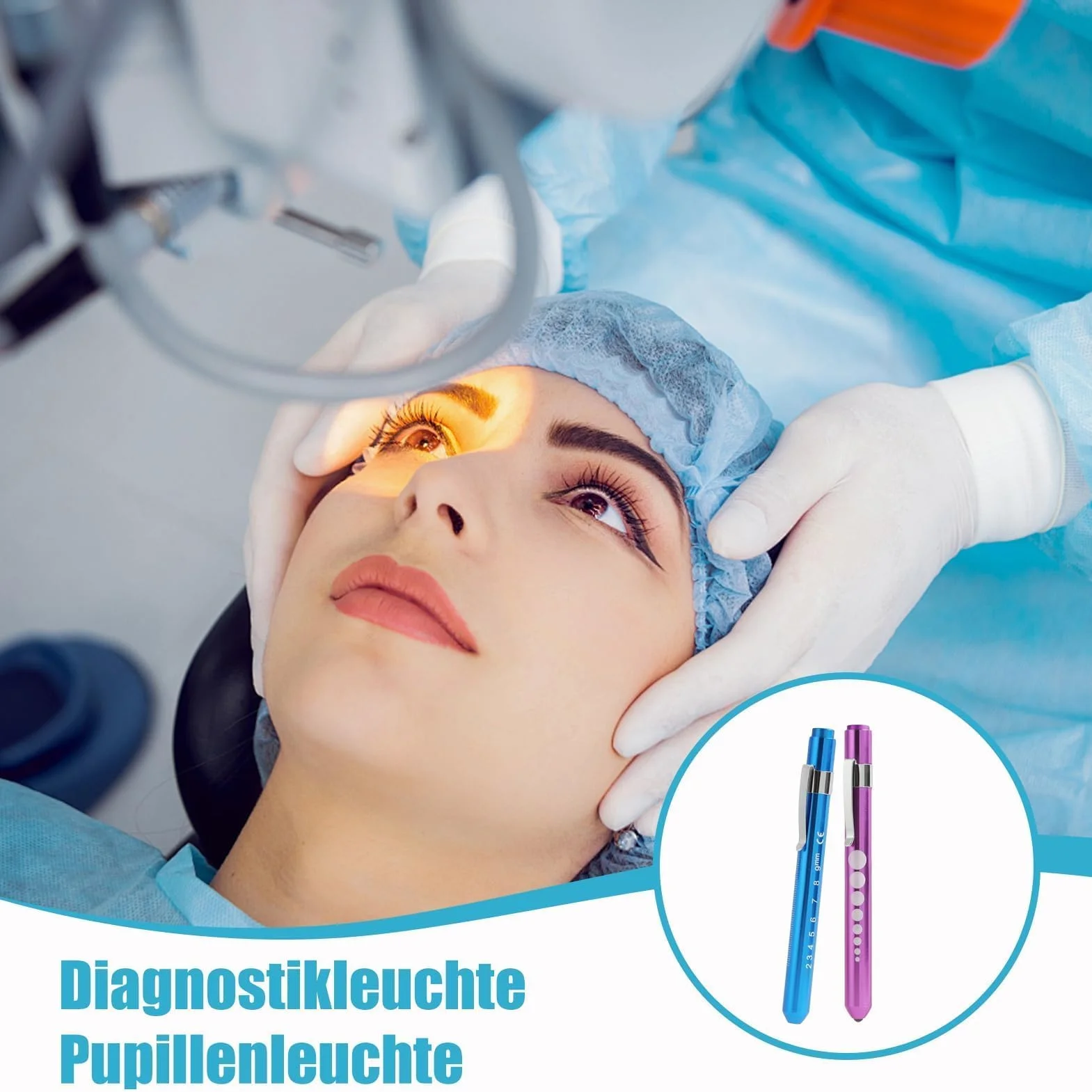 Zestaw 2 latarek LED wielokrotnego użytku z klipsem kieszonkowym dla pielęgniarek, lampa diagnostyczna dla uczniów, lekarzy i studentów, (czerwona i niebieska) do dokładnej kontroli, łatwa w użyciu