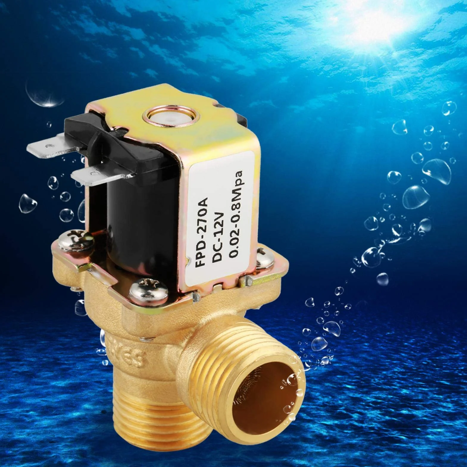 Mosiężny zawór elektromagnetyczny DC 12 V DN15 G1/2 kąt prosty 90 stopni