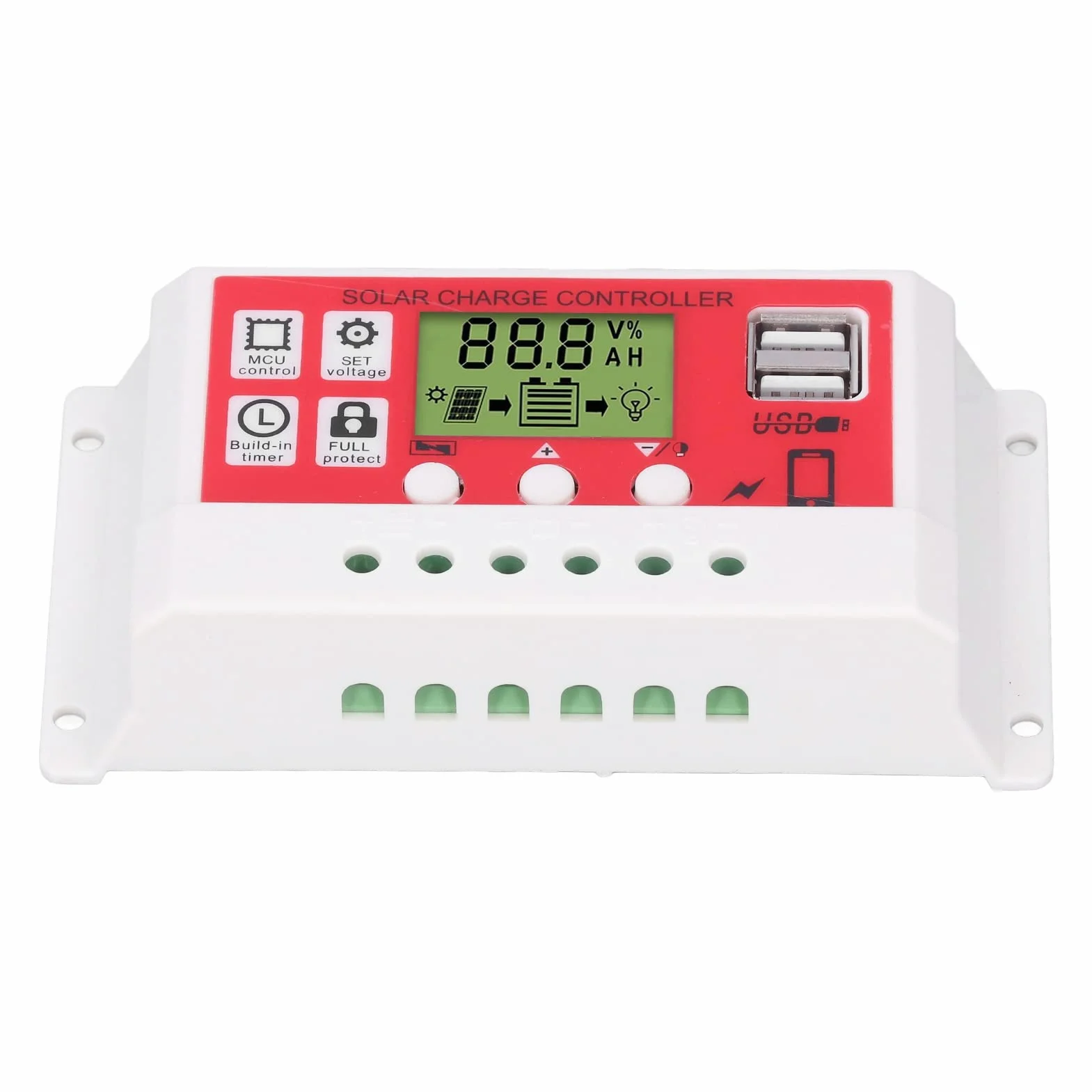 Inteligentny Regulator ładowania słonecznego USB 30A z wyświetlaczem LCD do baterii panelu słonecznego