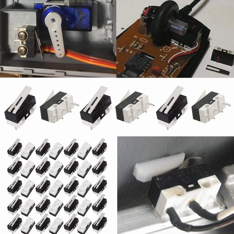 GTIWUNG 35szt Przełącznik Micro SPDT 1NO 1NC 1A 125V AC z długim zawiasem Dźwignia