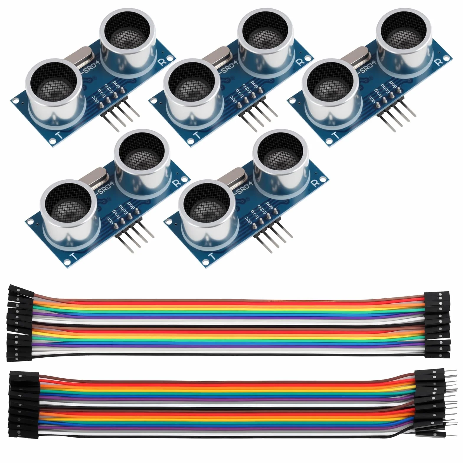 5 sztuk HC-SR04 ultradźwiękowy czujnik odległości, czujnik ultradźwiękowy, moduł pomiarowy kompatybilny z Arduino, do projektów pomiarowych i zastosowań DIY