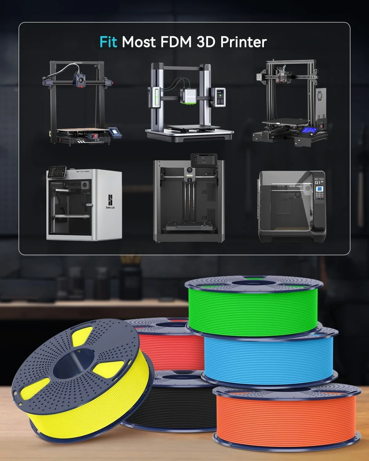 SUNLU Rapid PETG Filament 1,75 mm, 1 kg, szybkie drukowanie do 600 mm/s, dokładność pomiaru ± 0,02 mm, 0,5 kg x 2 szpulki (pomarańczowy+żółty)