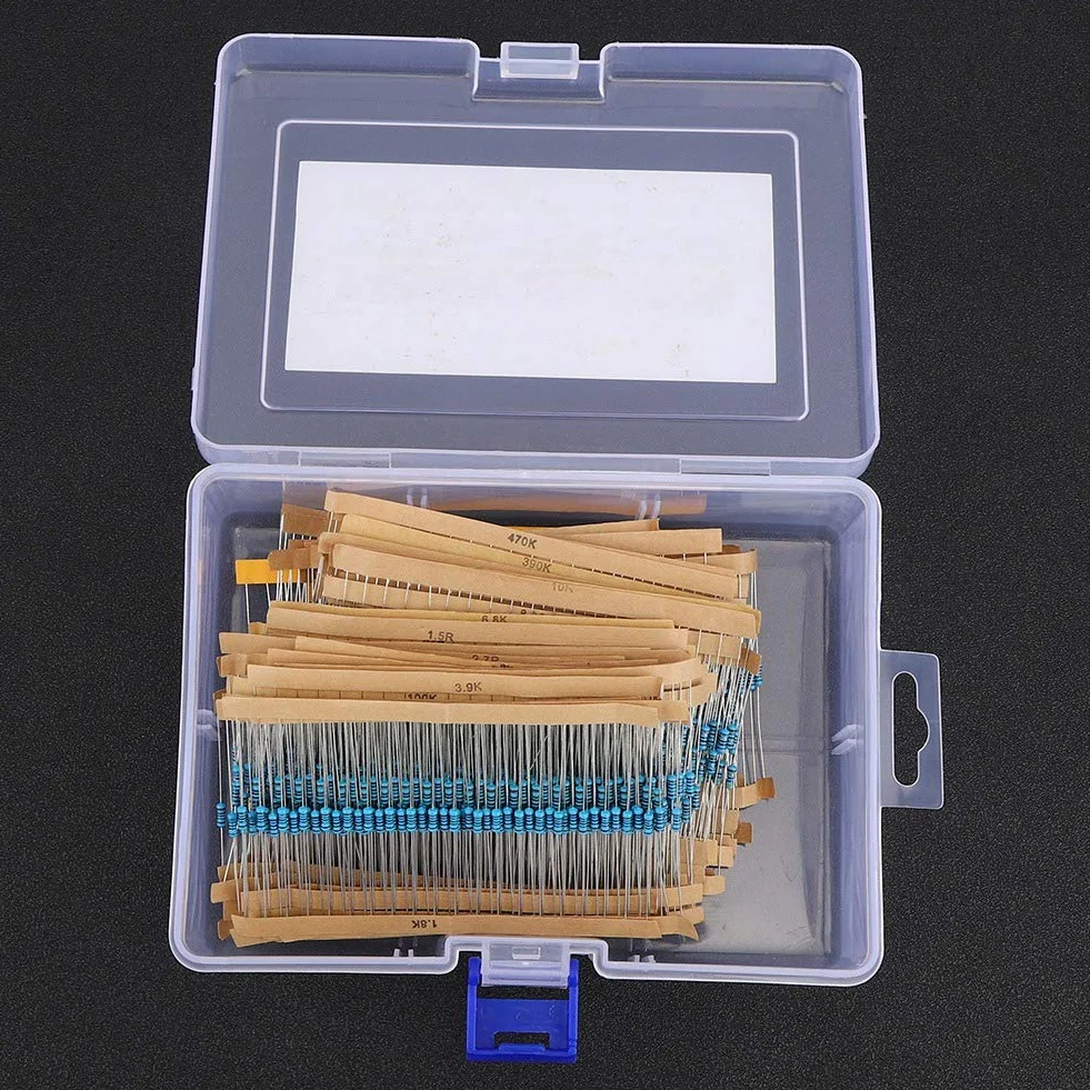 Zestaw 1460 rezystorów 1/4W 1% metalowych 73 wartości 1 Ohm do 1 MOhm DIY elektronika