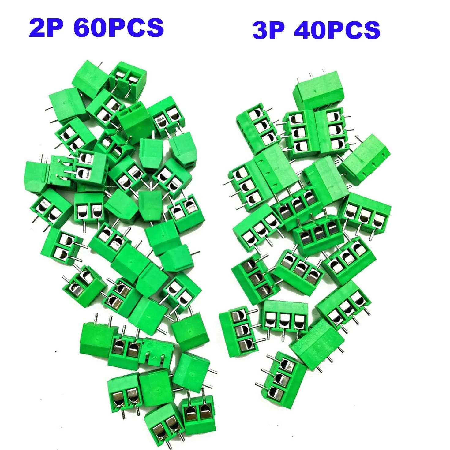 RUNCCI-YUN 80 Stücke 5mm 2 Pin 3 Pin PCB Mount Screw Terminal Block Schraubklemme Steckverbinder Blau