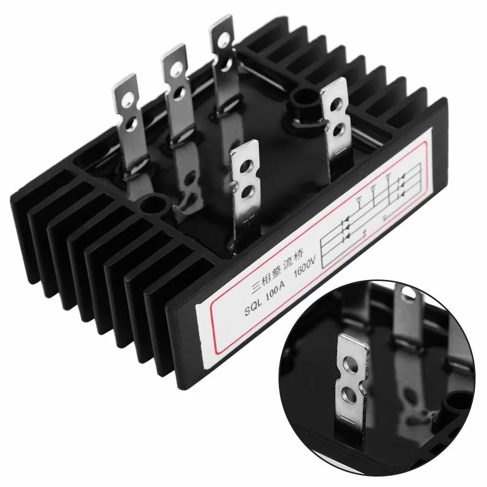 Mostek Prostowniczy, SQL100A 3-fazowy Prostownik, 3-fazowy Prostownik Mostkowy 1600 V Trójfazowy Diodowy Mostek Prostowniczy Prostownik AC na DC Zapasowy Adapter Diody