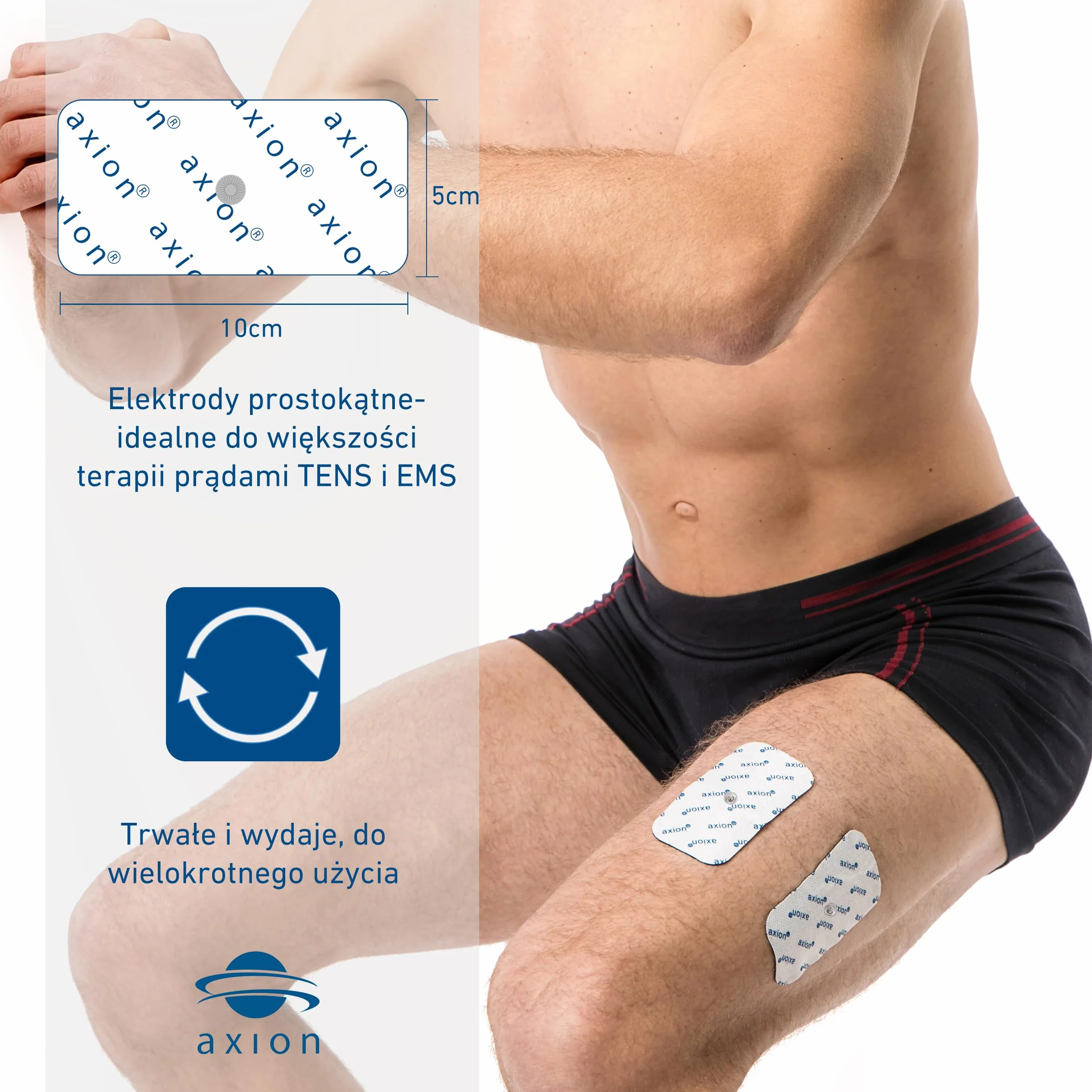 4 Elektrody żelowe 10x5cm TENS- EMS snap pasujący do stymulatorów Sanitas Beurer Bluetens