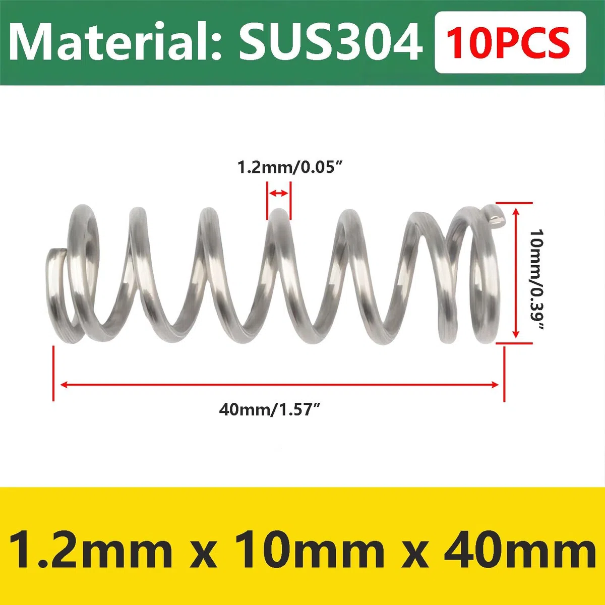 Qrity 10 Sztuk Sprężyny Dociskowe, 1,2x10x40mm