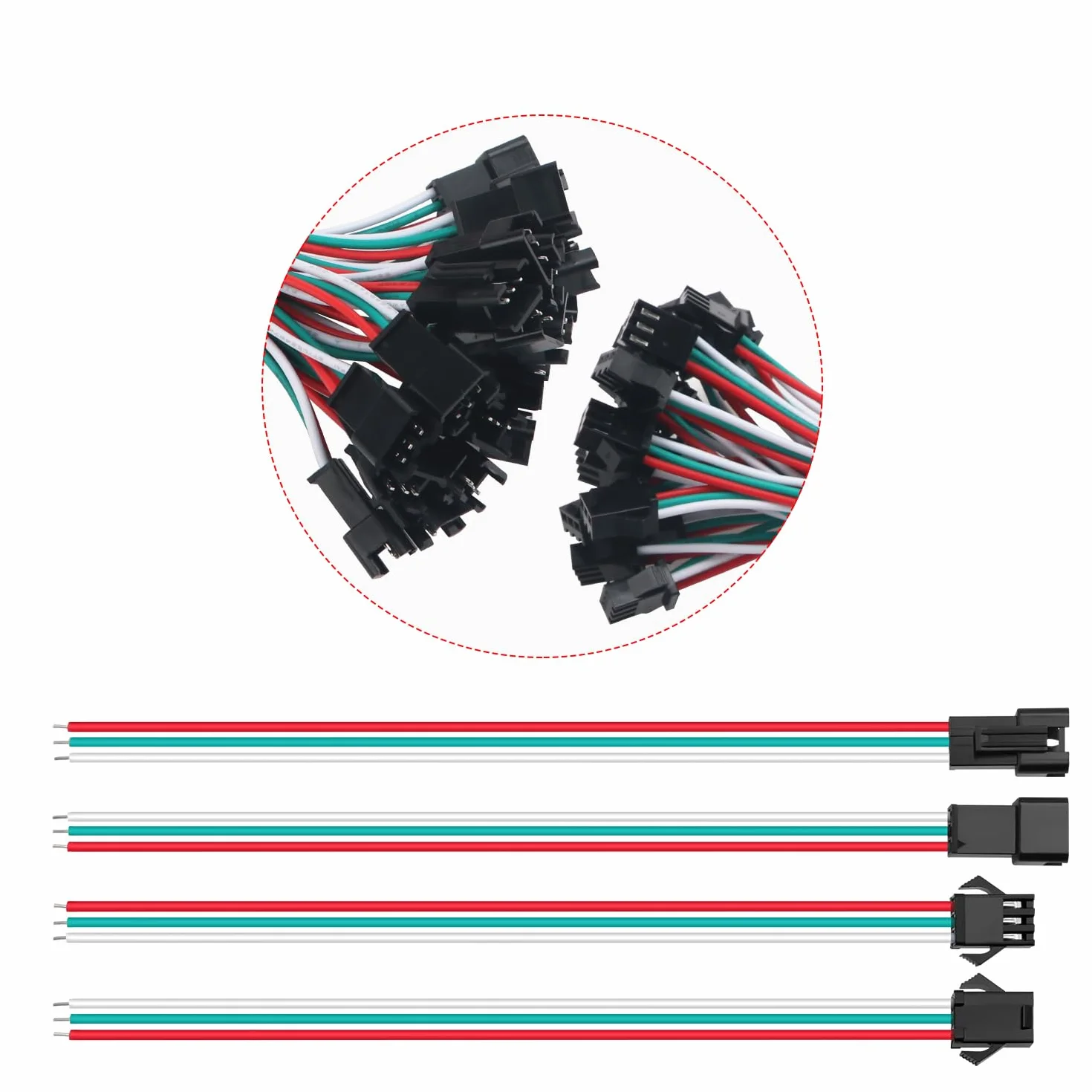 20 Par 3-Pinowych Złączy JST SM, Mini Micro JST SM 3-Pinowe Żeńskie i Męskie z Przewodem o Długości 150mm 22AWG
