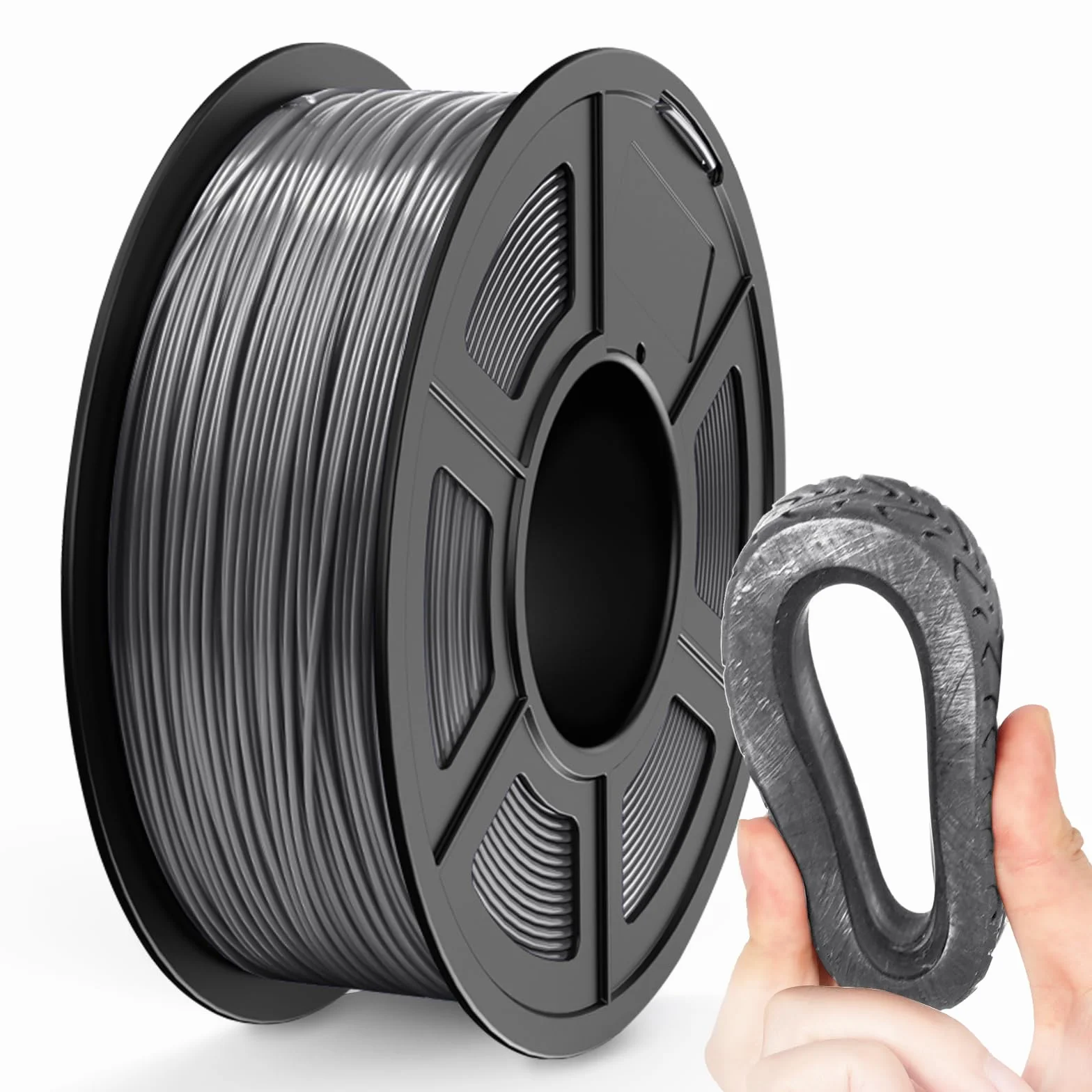 TECBEARS Elastyczny filament TPU 1,75 mm, twardość TPU 95 A, dokładność wymiarowa +/- 0,03 mm, szpula 1 kg, szary