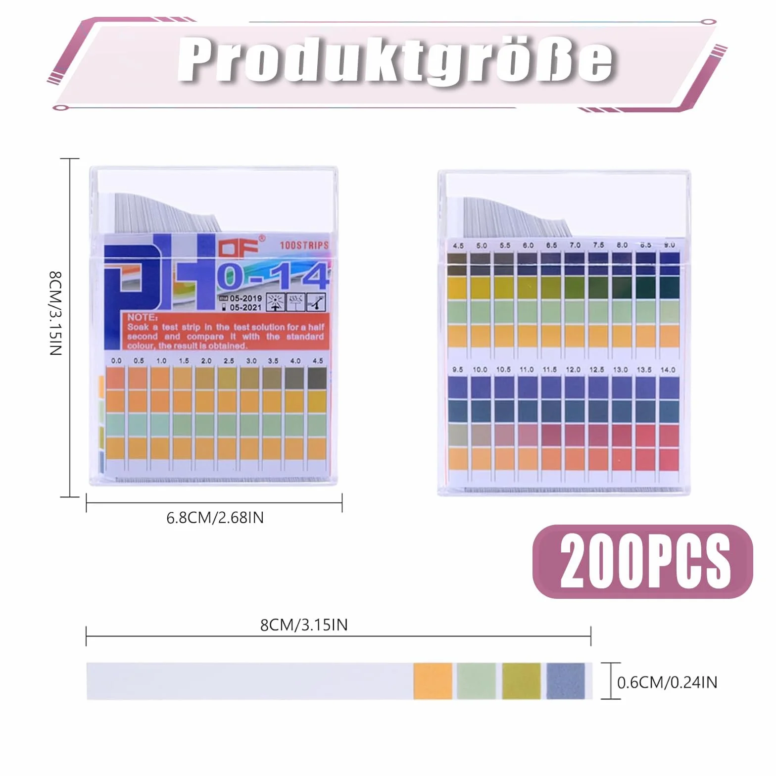 Paski testowe pH 0-14 200 sztuk cztery kolory do moczu płynu owodniowego wody akwarium