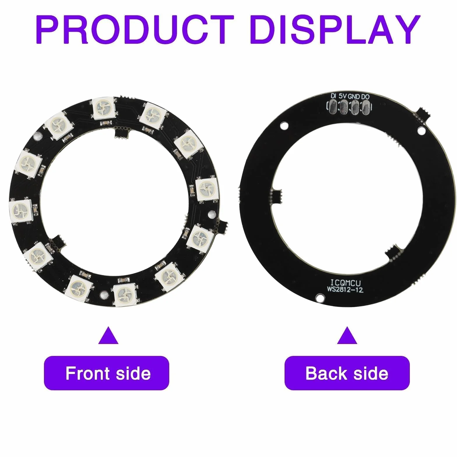 Led Ws2812b 3 X pierścień LED 5V RGB kompatybilny z WS2812B 12-bit 50 mm, idealny do Arduino i Raspberry Pi, do łatwej instalacji Ws2812b 16x16 Eco Panel, przełącznik elektroniczny