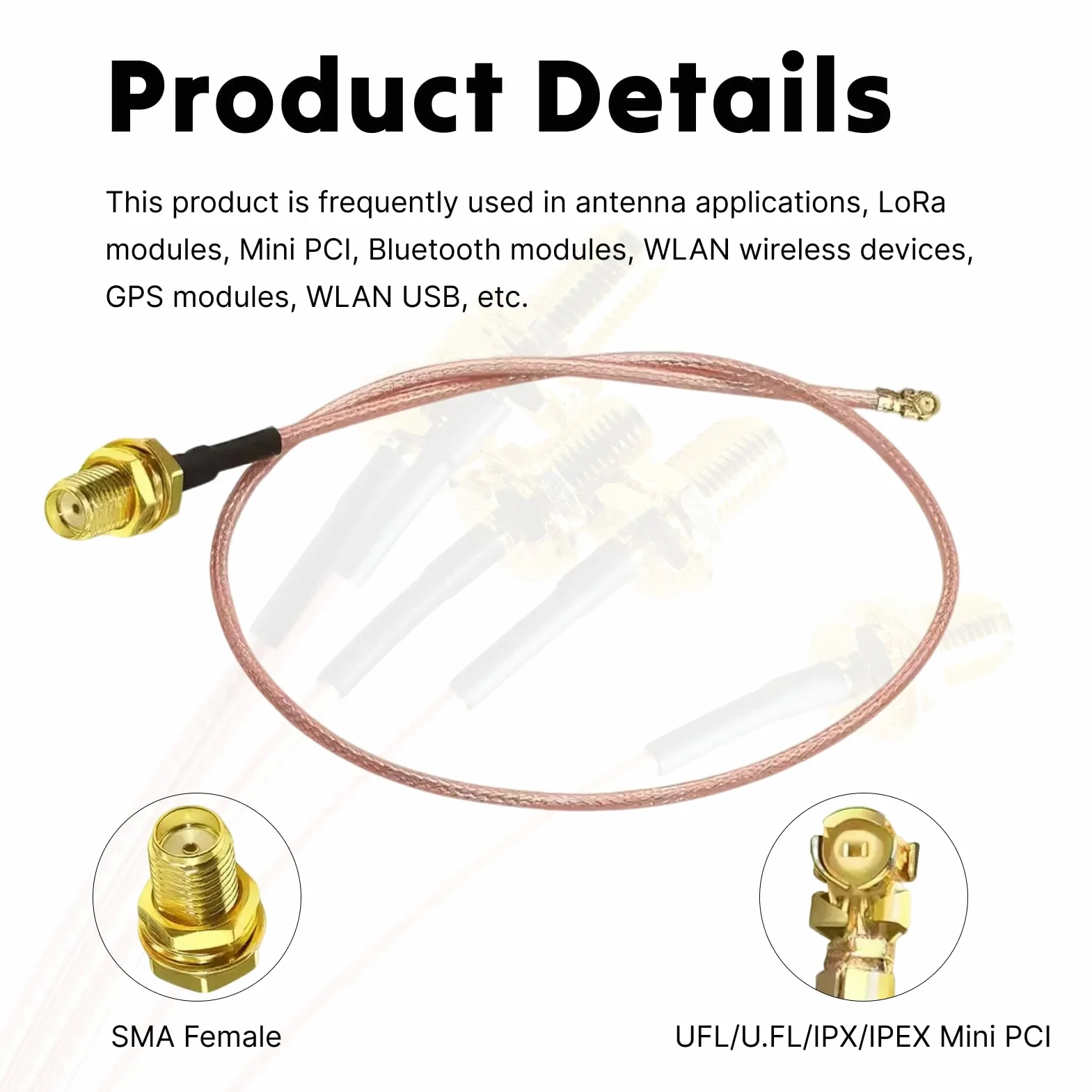 Przedłużacz koncentryczny SMA RG178 Pigtail 15 cm gniazdo do UFL IPX kabel do GPS Wi-Fi Bluetooth