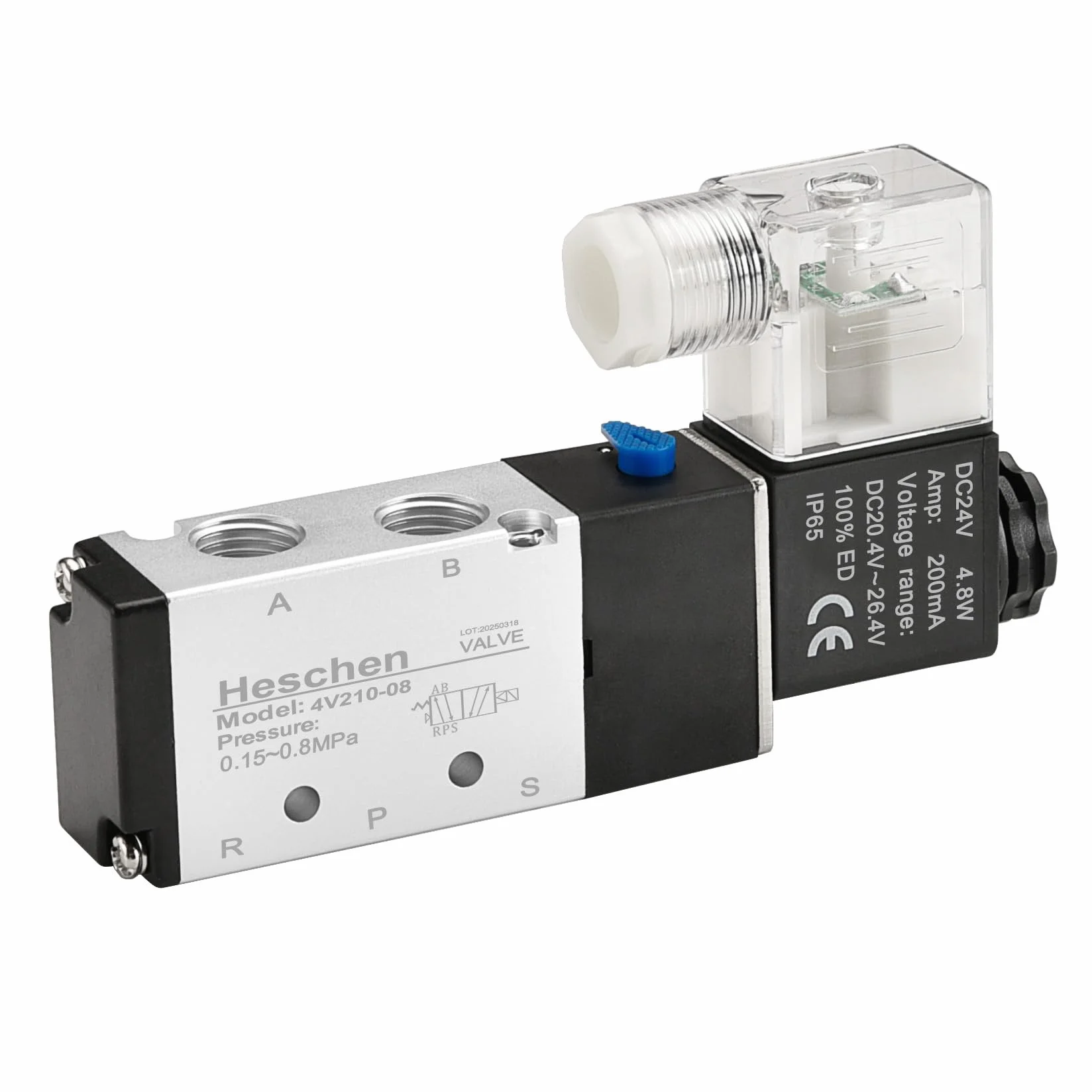 Heschen elektryczny zawór elektromagnetyczny 4V210-08 DC 24 V PT 1/4 5-drożny 2 pozycje