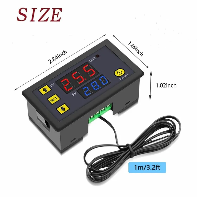 GERUI 2 sztuki W3230 20 A DC 12 V cyfrowy regulator temperatury, cyfrowy termostat, przełącznik temperatury 50-120℃ z sondą czujnika NTC 10K
