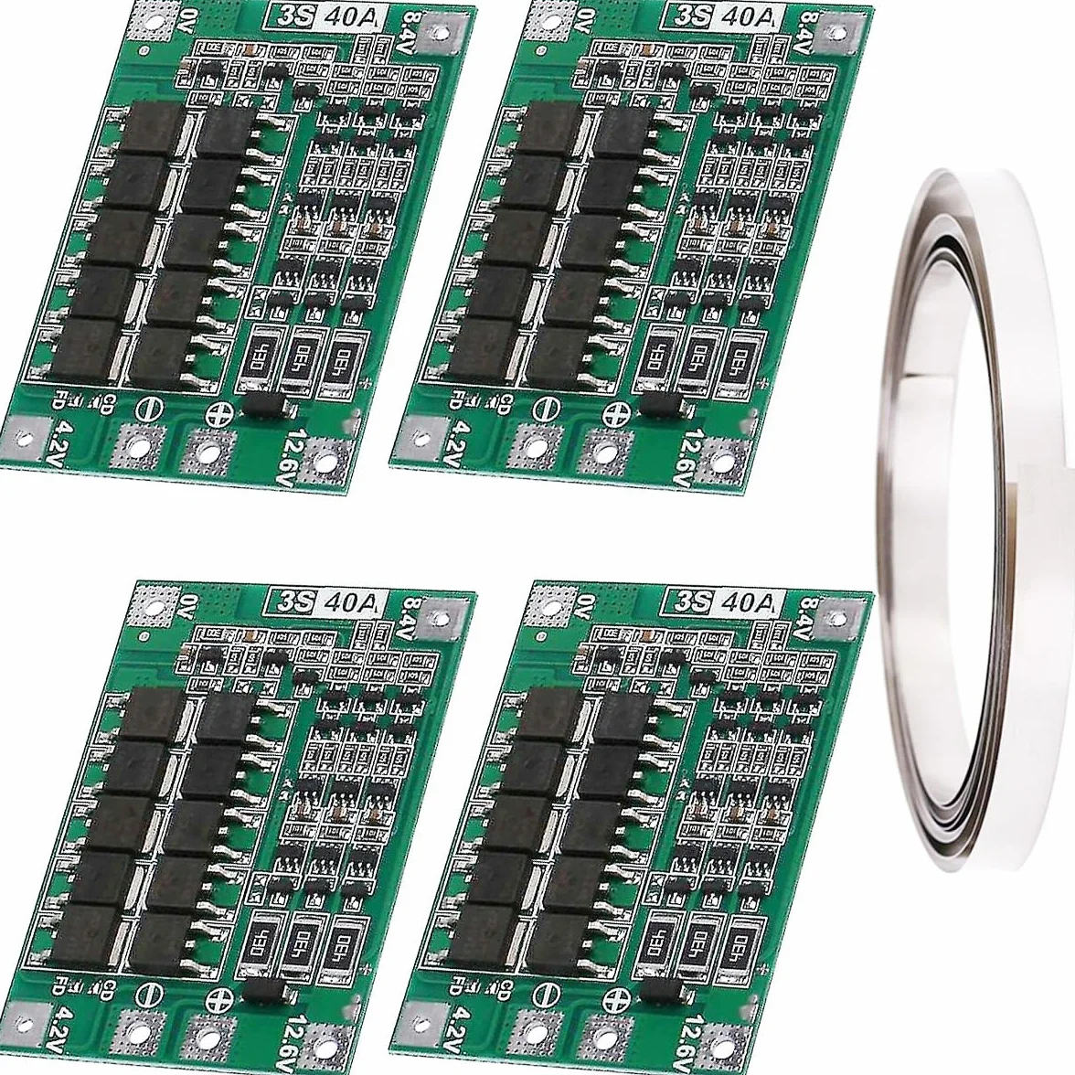 4 szt. 3S 40A PCB 18650 płyta ochronna na akumulator litowo-jonowy ładowarka litowa PCB BMS 11.1V 12V 12.6V ze zrównoważonym ładowaniem z paskiem niklowym