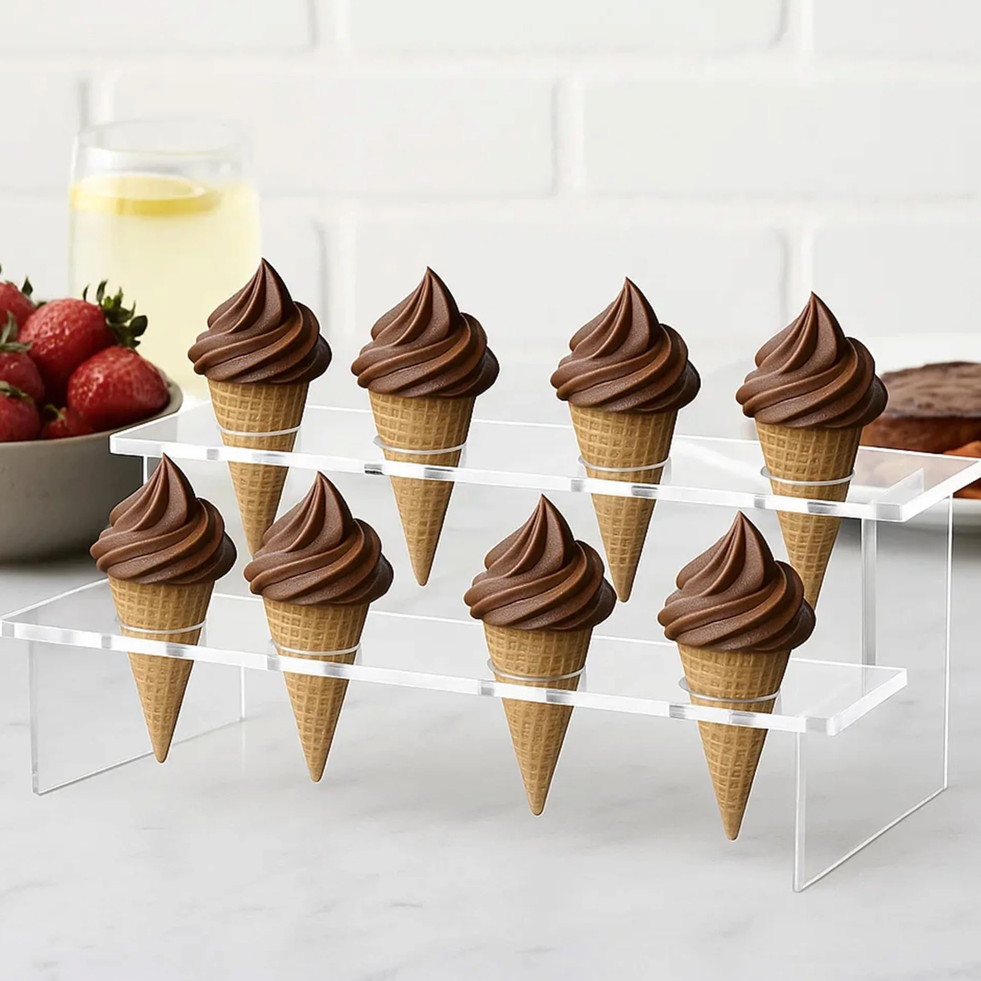 Akrylowy Stoisk Na Lody 8-Otworowy Przezroczysty Prostokątny