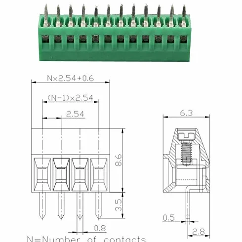 10 szt./zestaw 12 pinów 2,54 mm skok PCB śruba złącze blokowe stabilne zielone PCB uniwersalna śruba