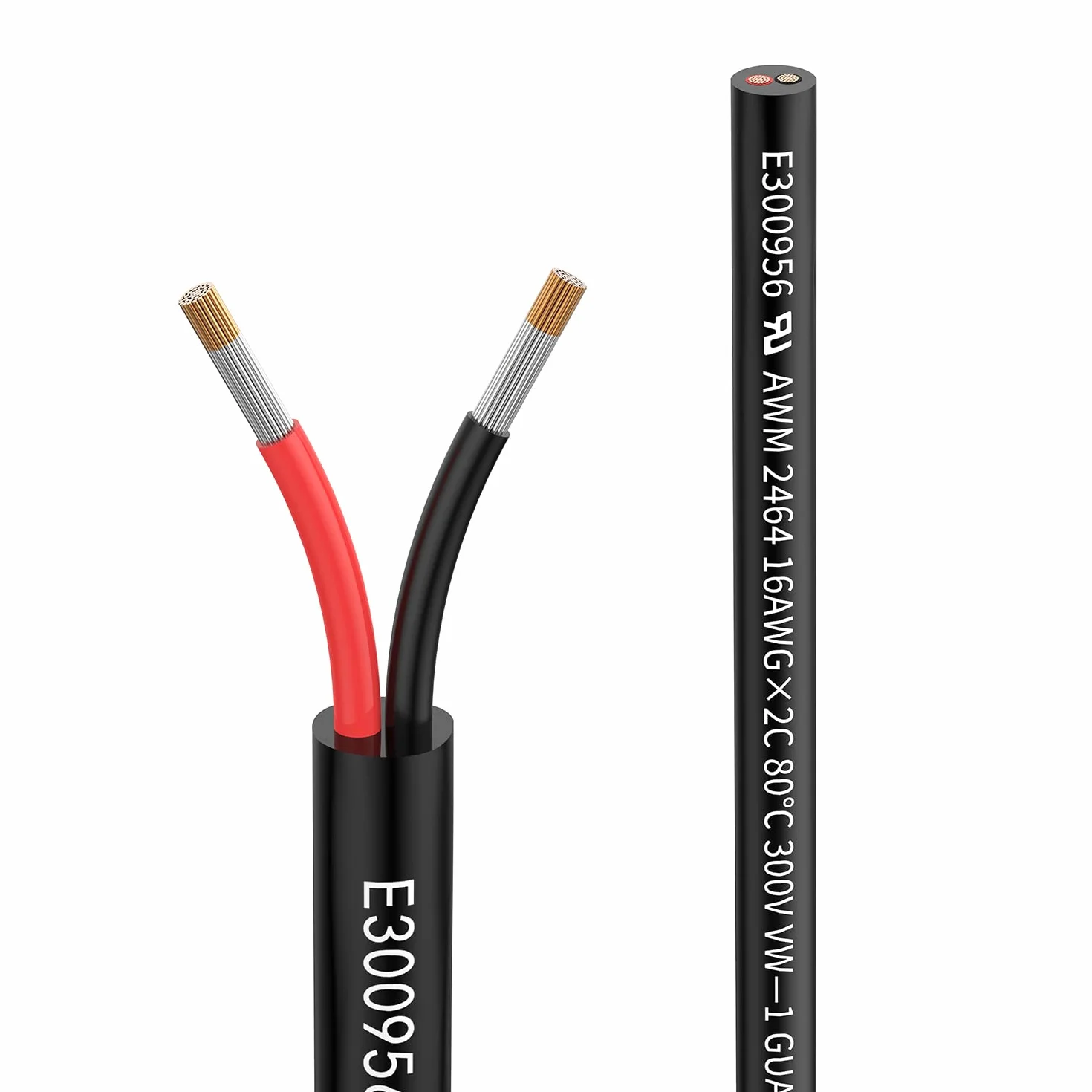 Przewód 16 AWG 2 × 1,3 mm²; 5 Metros; 2-żyłowy kabel przedłużający UL2464. Napięcie 5V/12V/24V/300V; beztlenowy wielożyłowy drut miedziany.