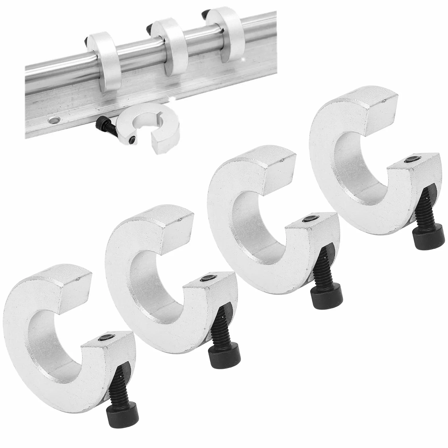 Liniowe Kołnierze Zatrzymujące Szyny, 4 szt. Kołnierz Wału ze Stopu Aluminium SBR20 ze śrubą ustalającą M4, Rozmiar Otworu 20 Mm, średnica Zewnętrzna 40 Mm, grubość 12 Mm