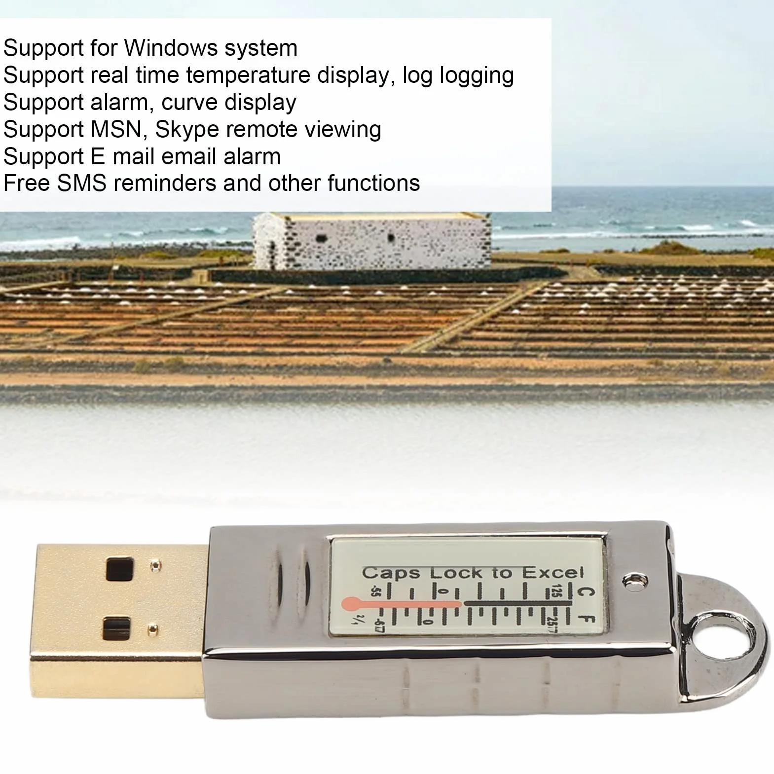 Termometr USB Wodoodporny Rejestrator Temperatury -67~257℉ Alarm Górnego Dolnego Limitu