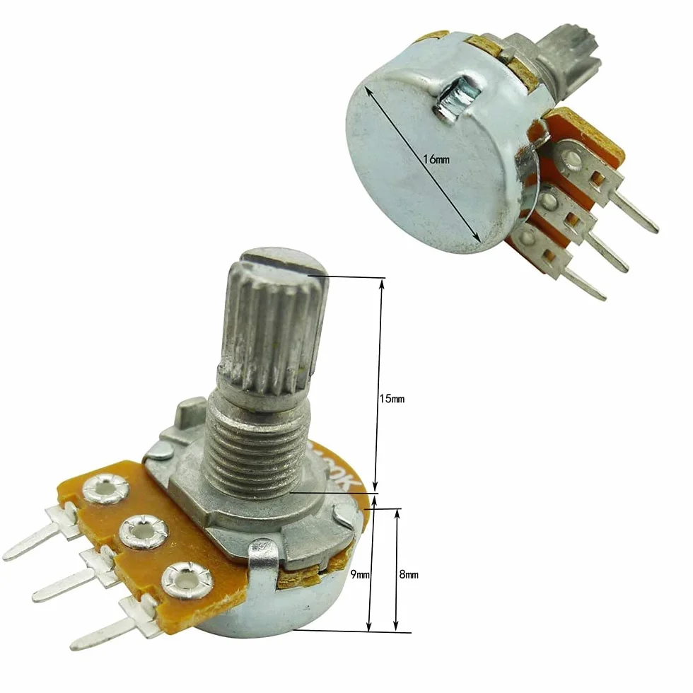 10 szt. B10K 10K Ohm Adjustment Single Linear Rotary Taper Potencjometr Shaft 15 mm