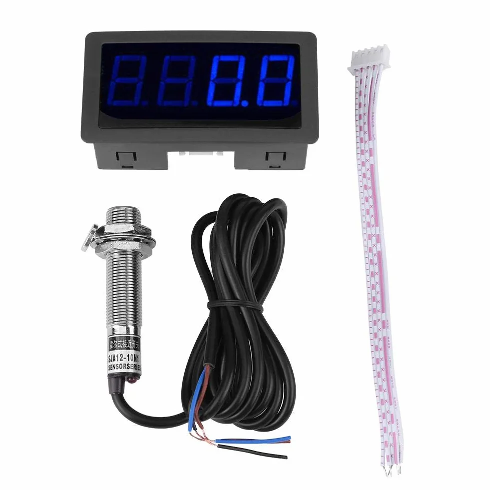 4 cyfrowy tachometr LED RPM miernik prędkości i czujnik zbliżeniowy holu NPN (niebieski)