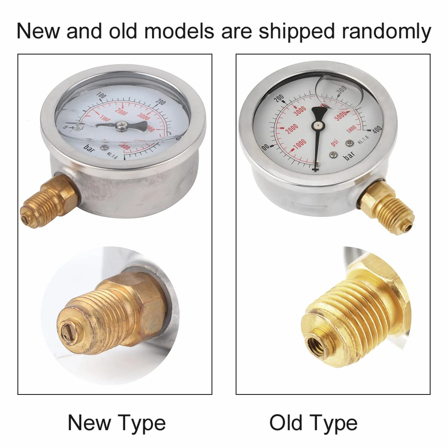 Manometr hydrauliczny Xinrub 63 mm Ciśnienie wody napełnionej gliceryną 1/4 NPT podwójna skala 0-400 BAR / 0-5800