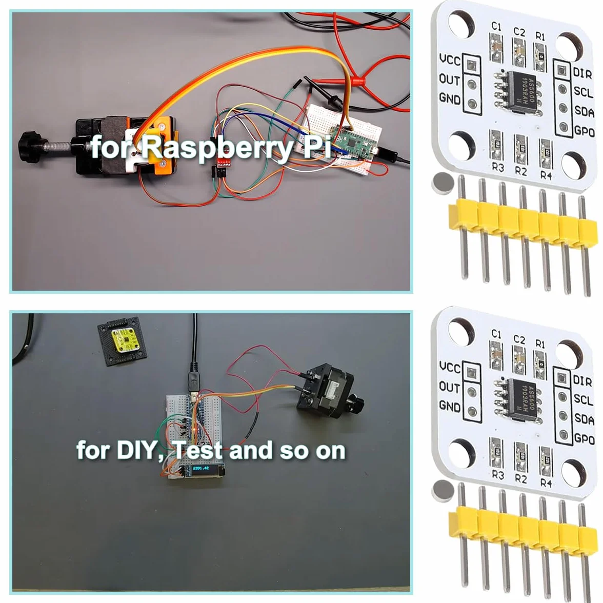 4 szt. AS5600 12-bitowy enkoder magnetyczny DC 3,3 V IIC PWM moduł czujnika kąta indukcyjnego o wysokiej precyzji do Raspberry Pi, Arduino, z przewodem łączącym