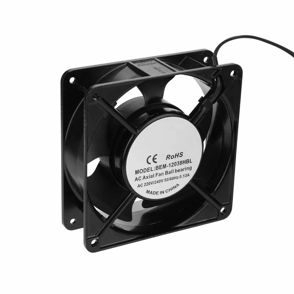 Wentylator Osiowy 120x120x38mm 28W, Metalowy Wentylator z Silnikiem Miedzianym 2600 RPM, 82CFM do Ochładzania Domowego i Przemysłowego