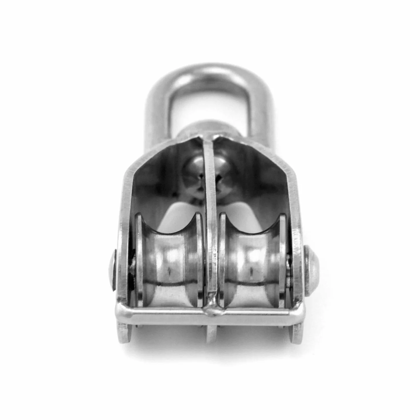 QWORK® M20 podwójny blok koła pasowego ze stali nierdzewnej 304 koło pasowe do lin wciągników linowych, statków, jachtów, 2 sztuki