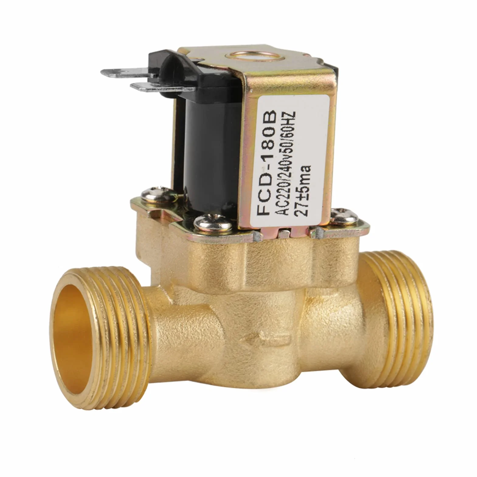 Zawór elektromagnetyczny 220 V Agua Mosiądz Magnetventil 230V G3/4 Wejście 2-drożne N/C Elektryczny zawór elektromagnetyczny normalnie zamknięty AC 220/240V Fcd-180B