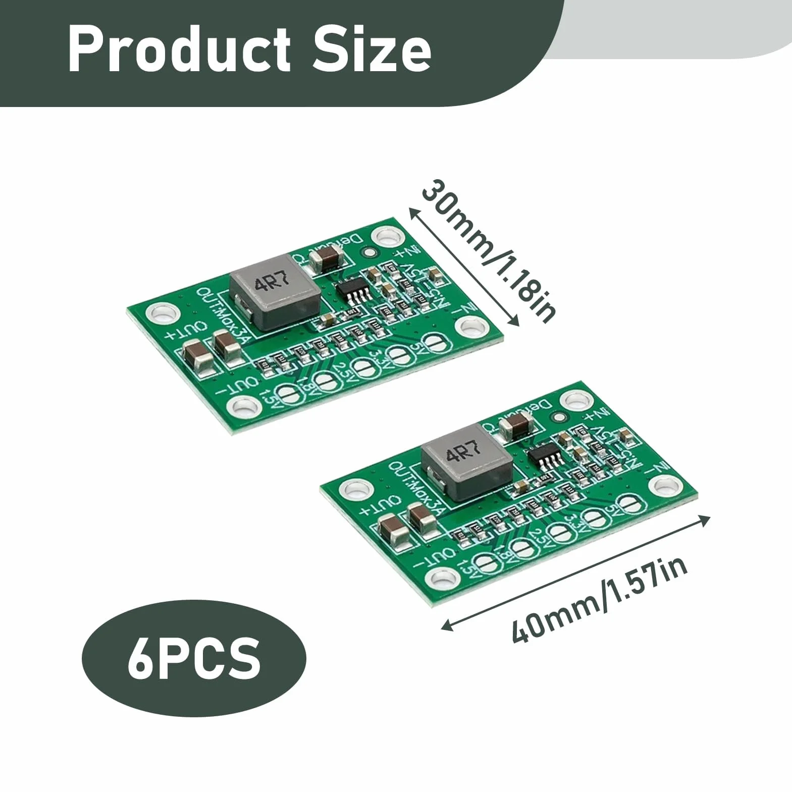 Zestaw 6 MP1584EN Ultra Small DC-DC, Mini 360 Buck Converter Niszczenie napięcia Wejście 5V-15V Regulowane wyjście 1,25 V 1,5 V 1,8 V 2,5 V 3,3 V 5V Moduł zasilania 3A Wysoka wydajność DIY dla Arduino