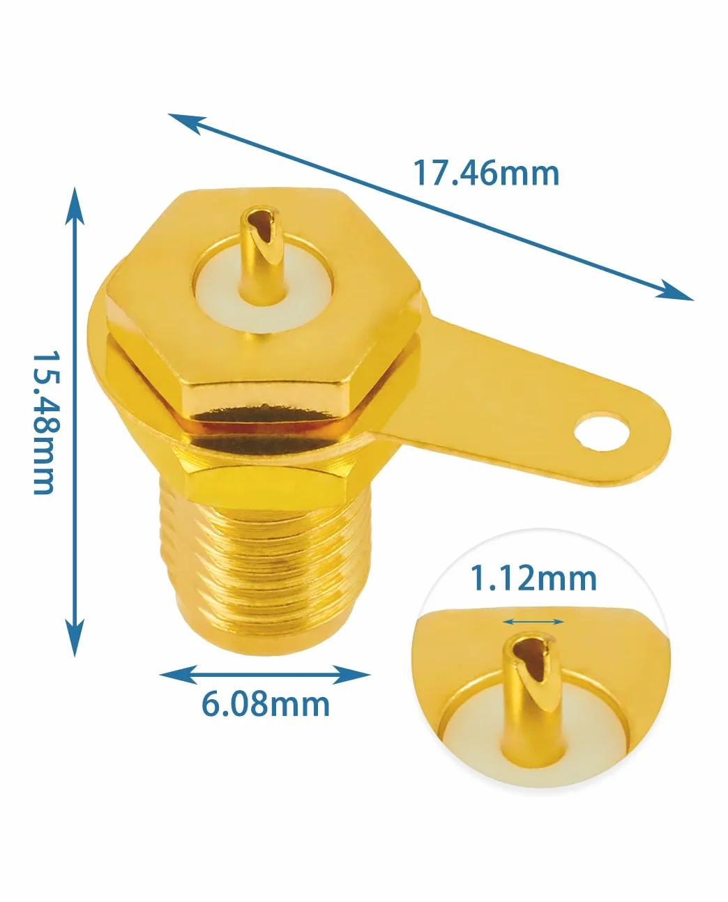 Vecys 10 Sztuk Złącza SMA Żeńskie Złącze SMA Coaxial Panel Mount Connector z Nakrętką Przelotową i Zaciskiem Lutowanym