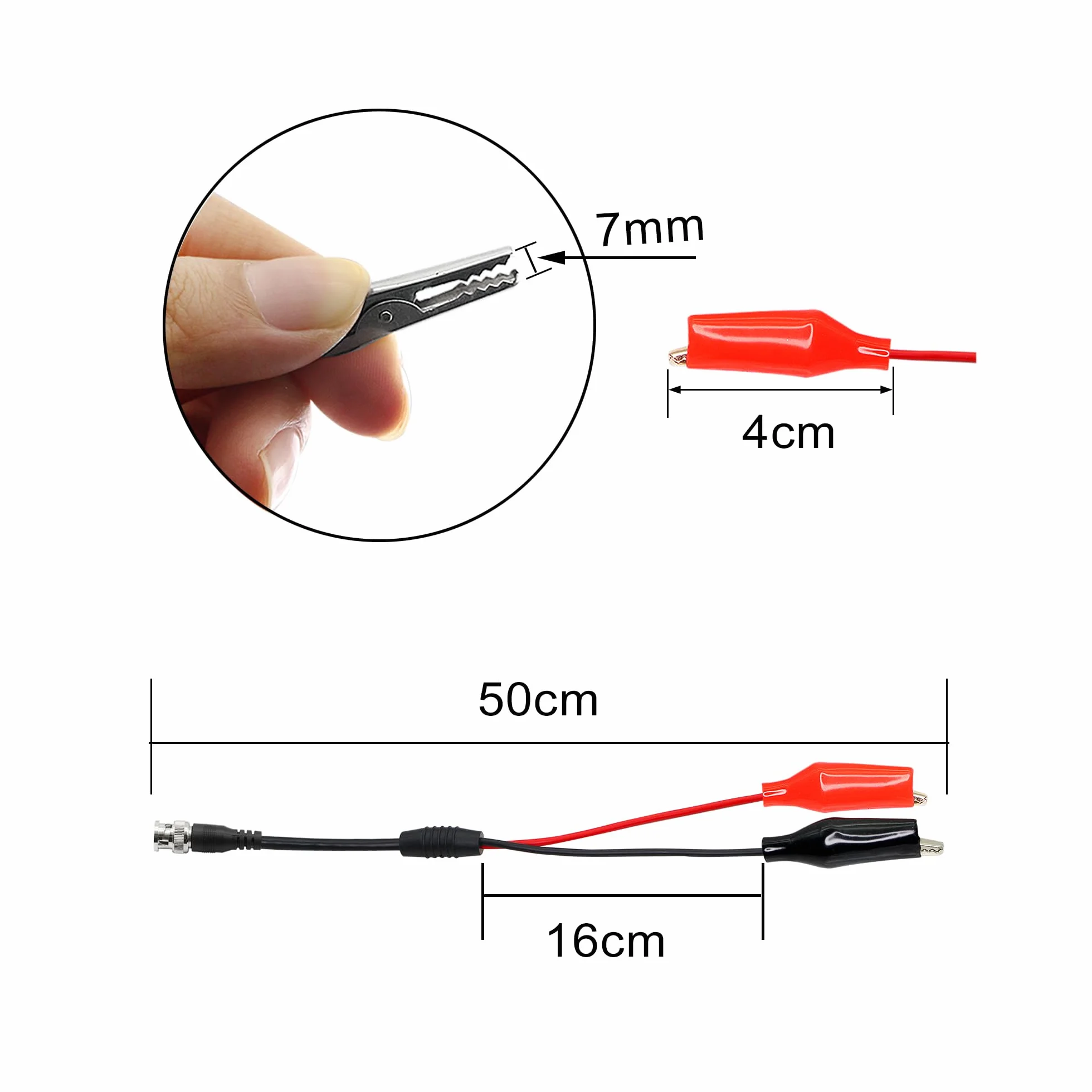 Kabel testowy BNC Q9 do oscyloskopu, podwójny klip krokodyla, 0,5m